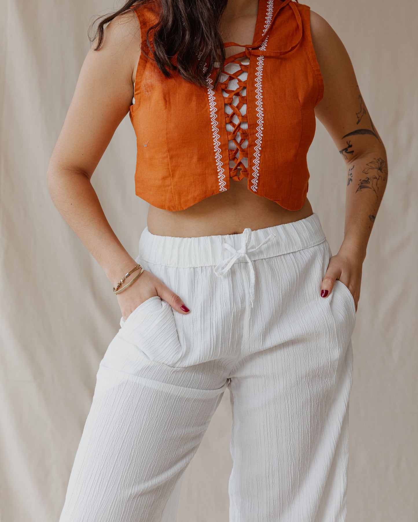 Soft Flow Cotton Pants White