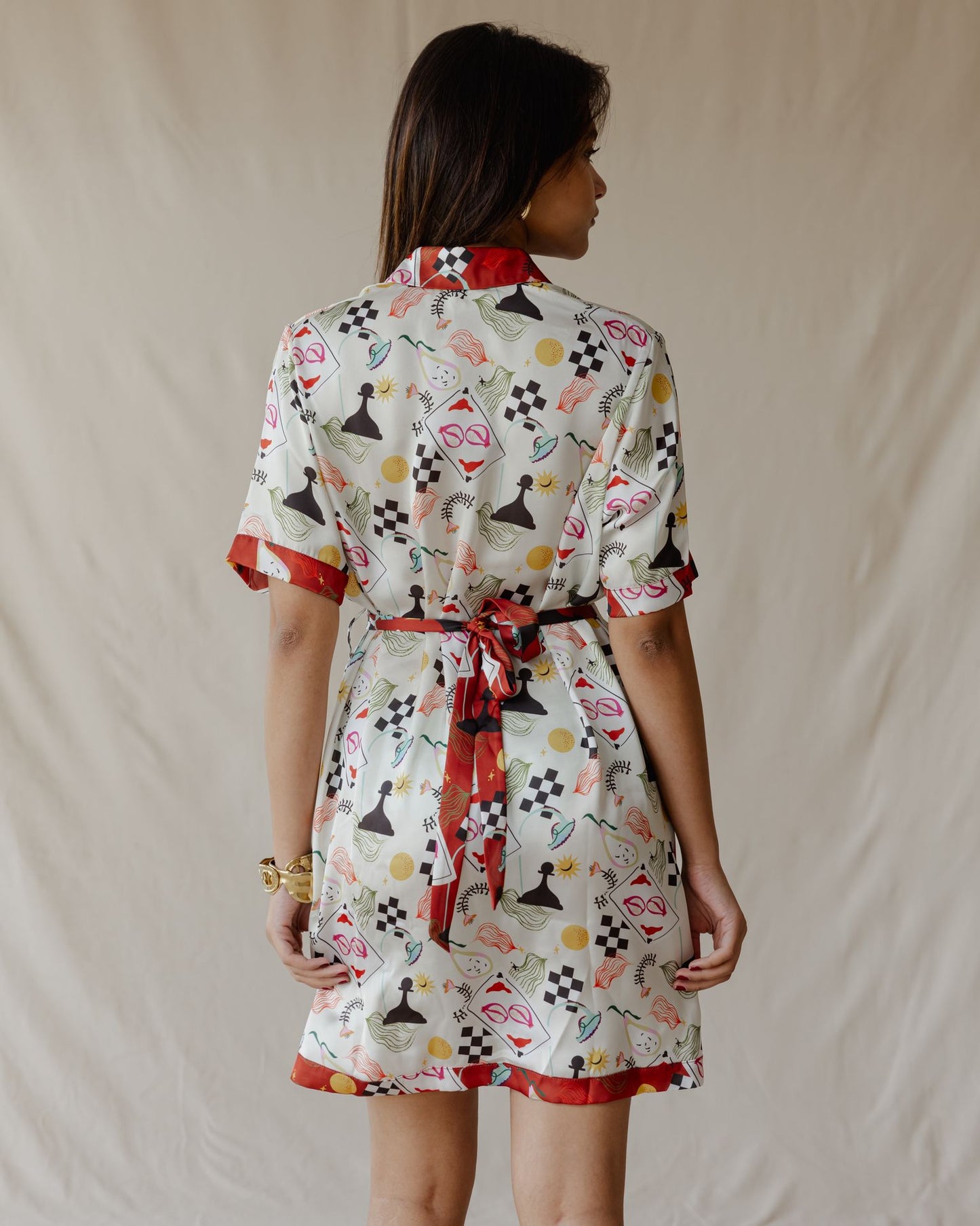 Game Night Satin Shirt Dress