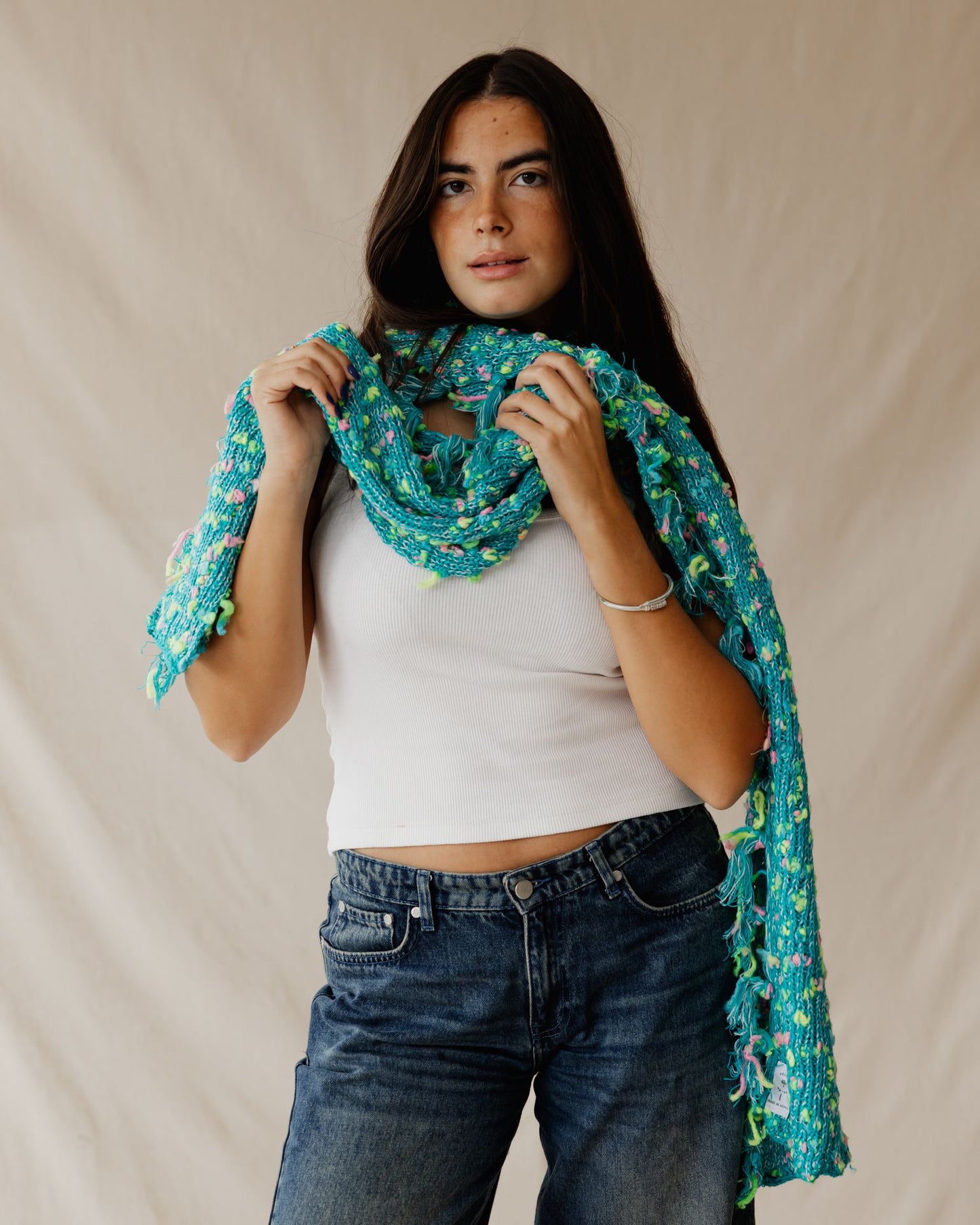 Handmade Speckled Aqua Scarf