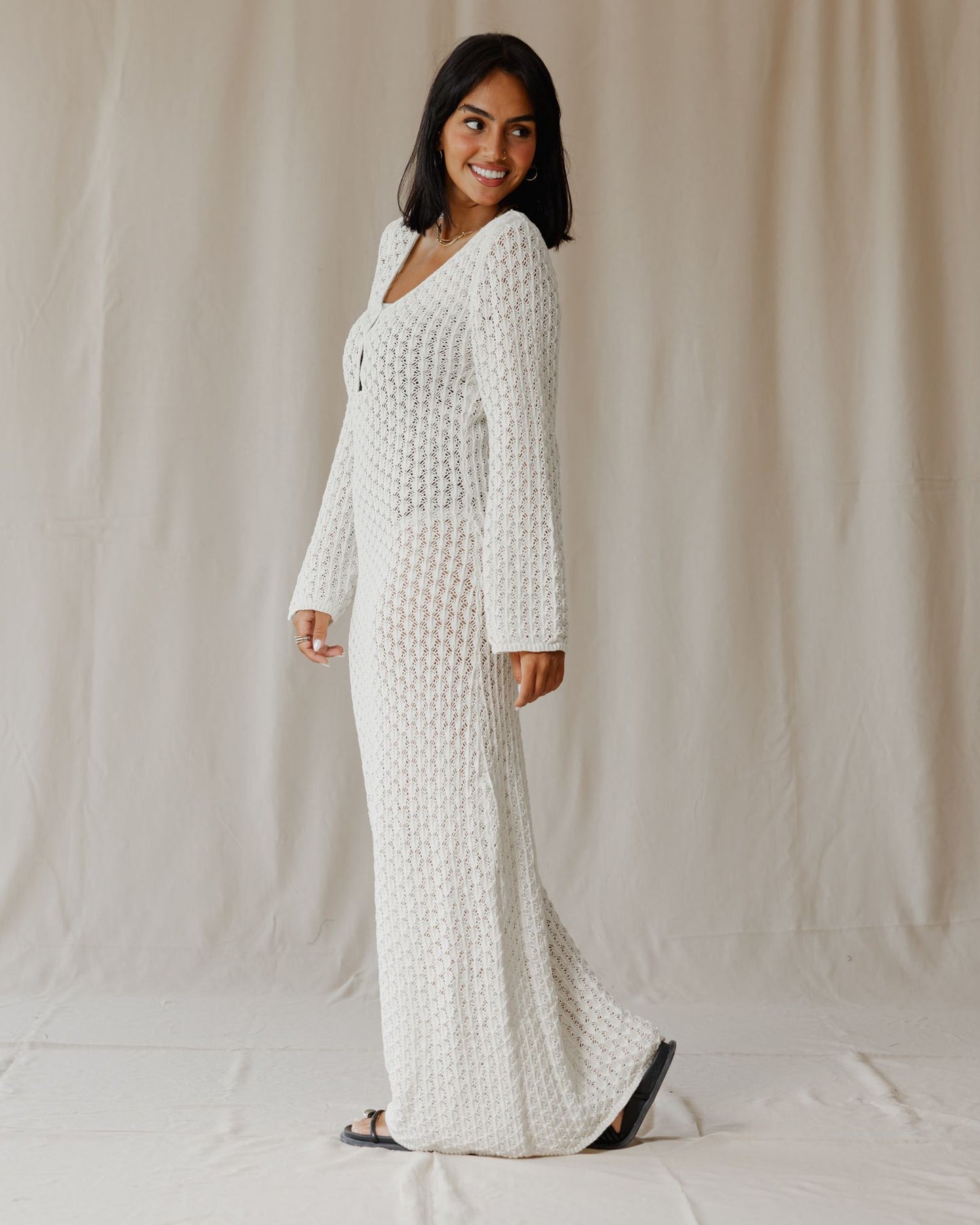 Veloura White Knit Dress