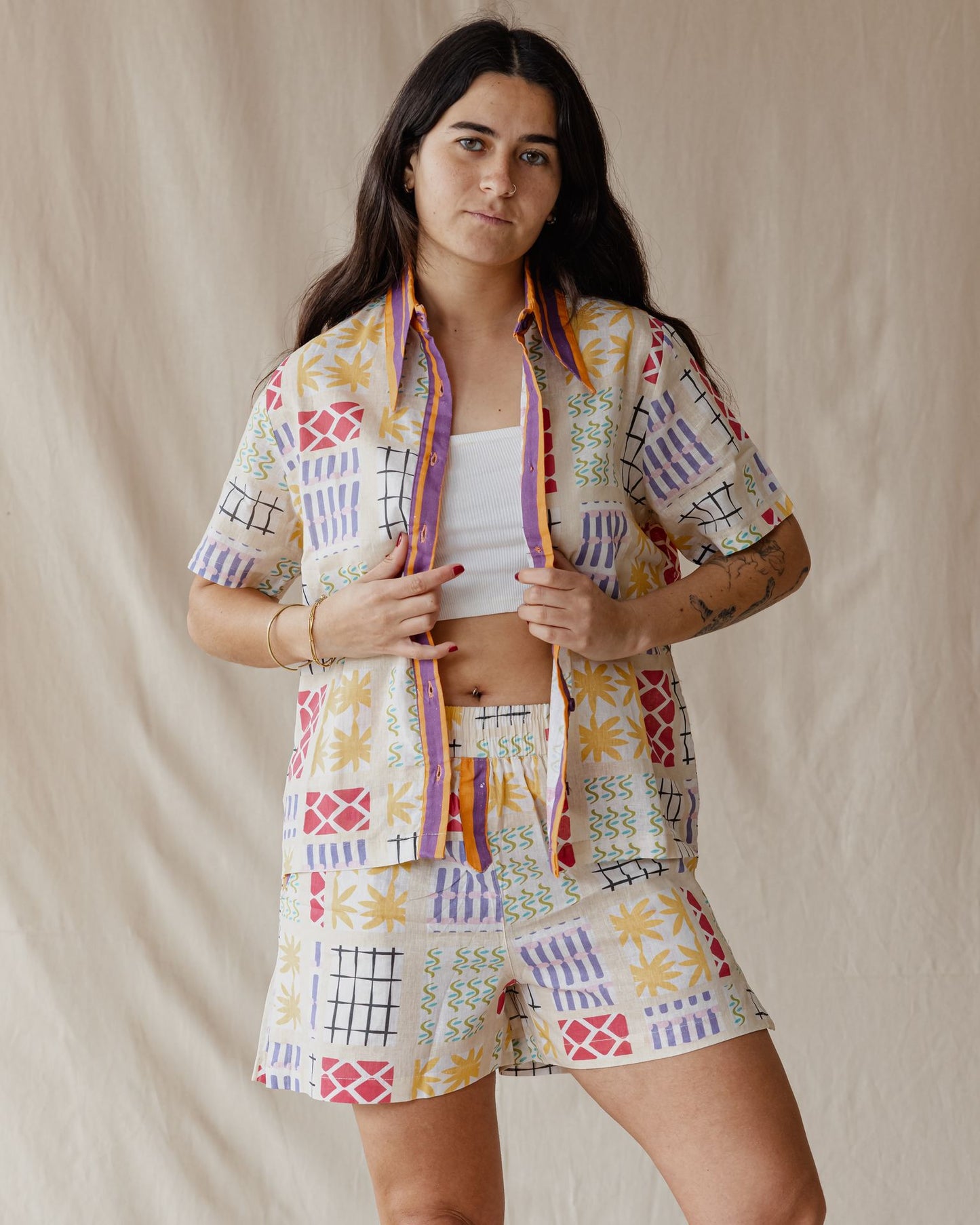 مجموعة الكتان الصيفية الرجعية