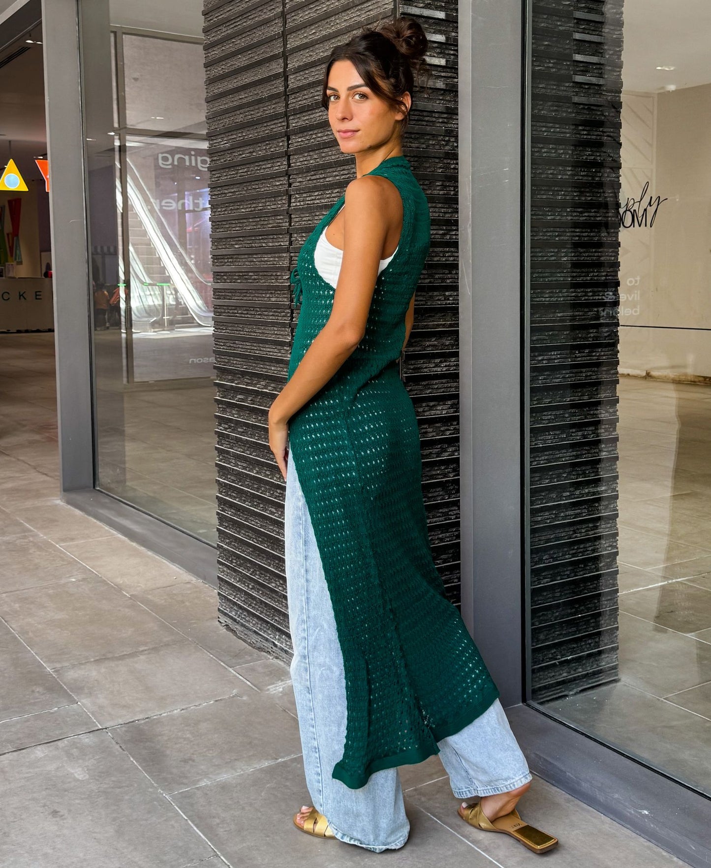 Sunset Trico Green Cardigan