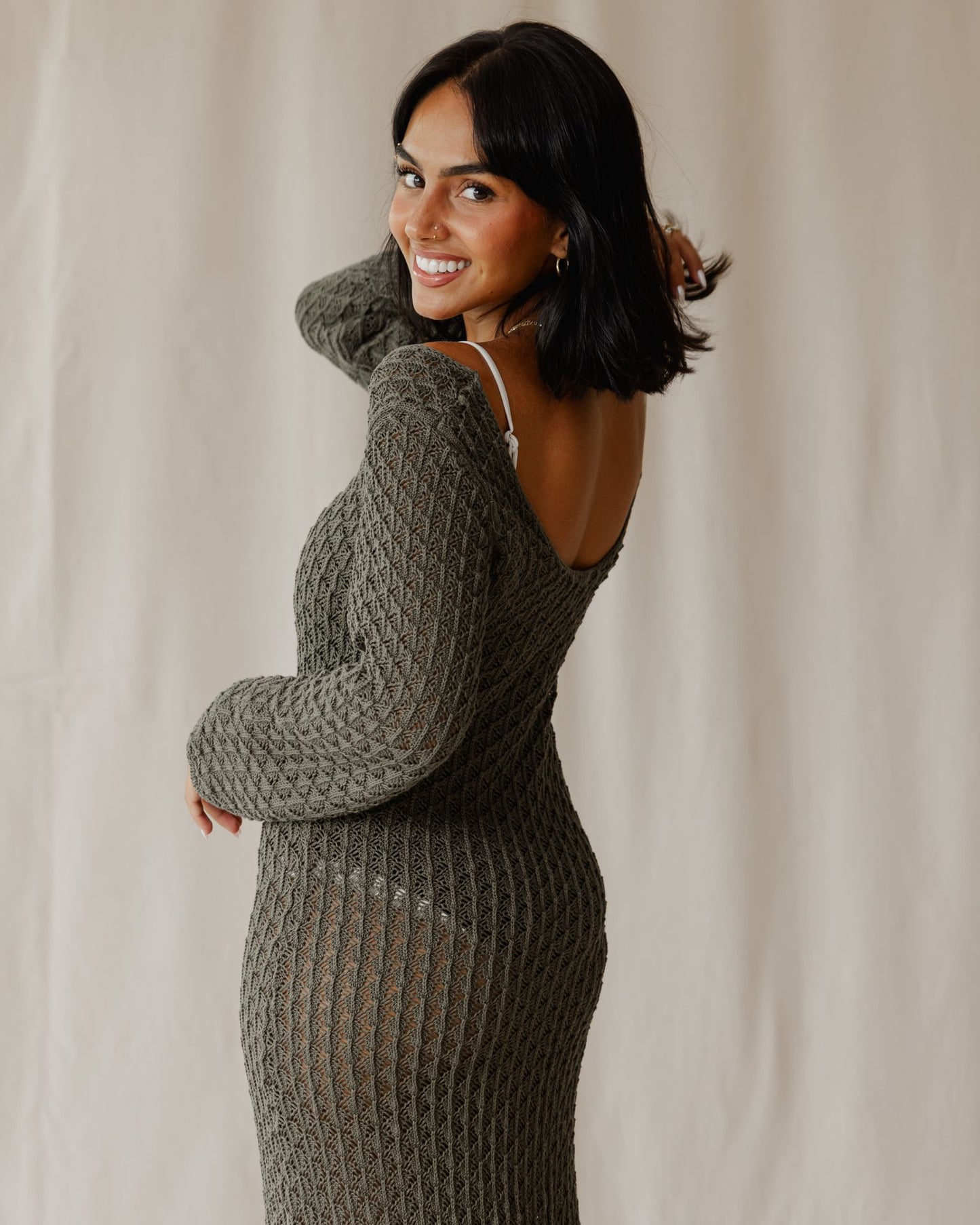 Veloura Olive Knit Dress