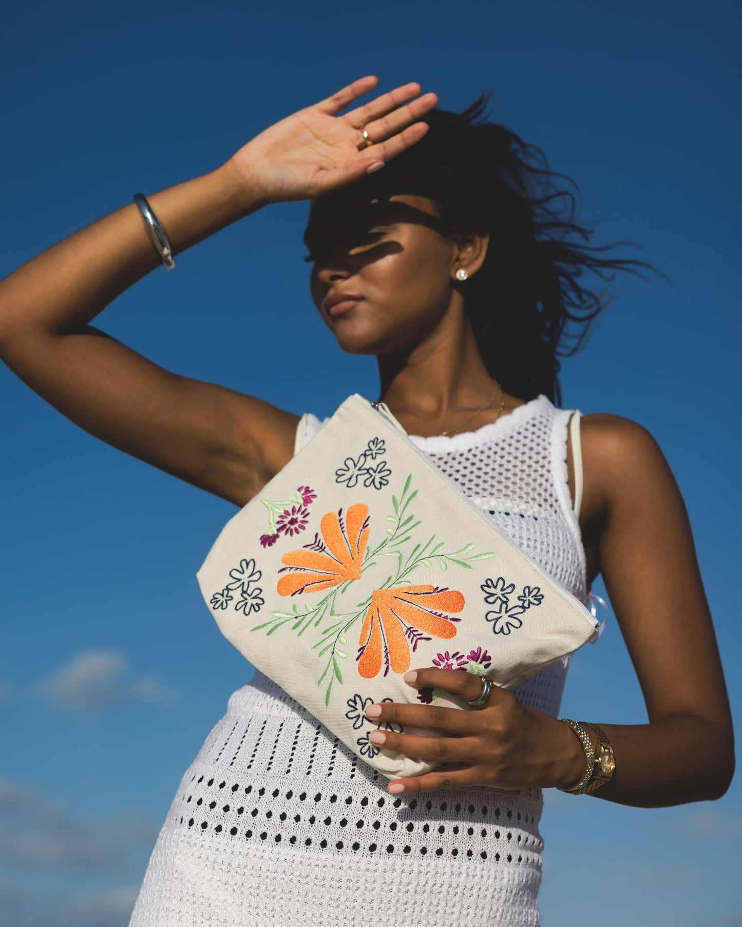 Spring Fling Embroidered Pouch