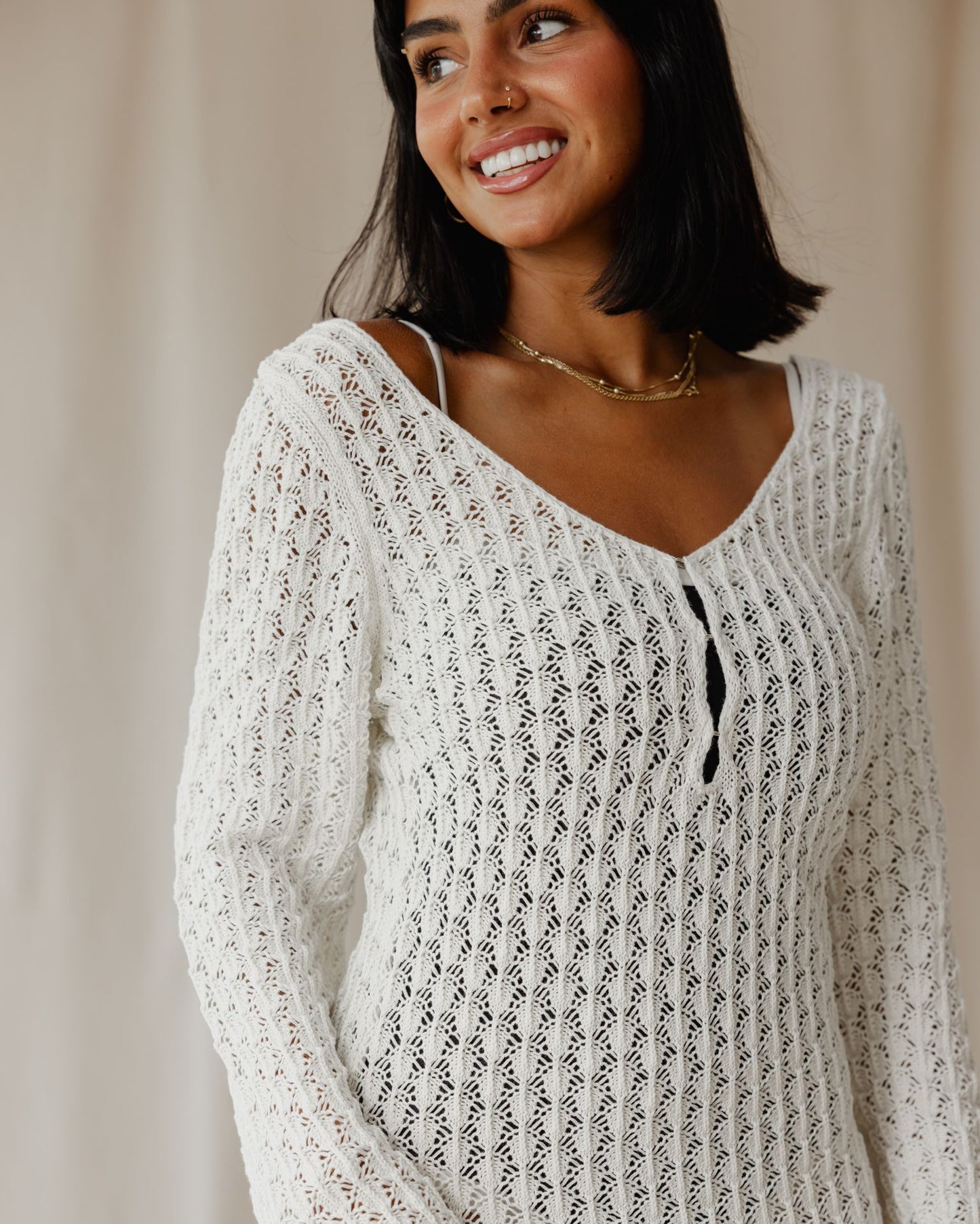 Veloura White Knit Dress