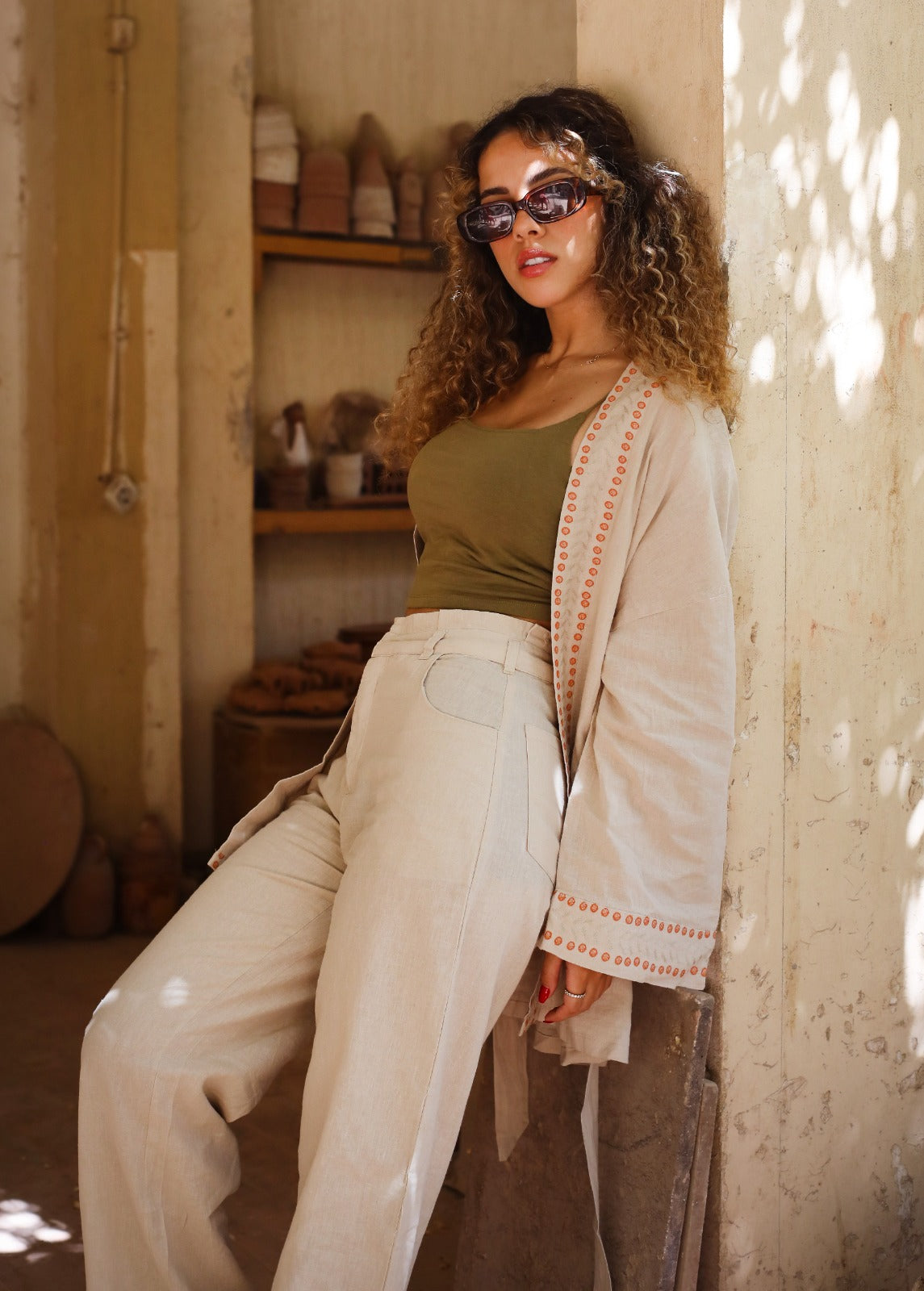 Gaia Linen Kimono Beige