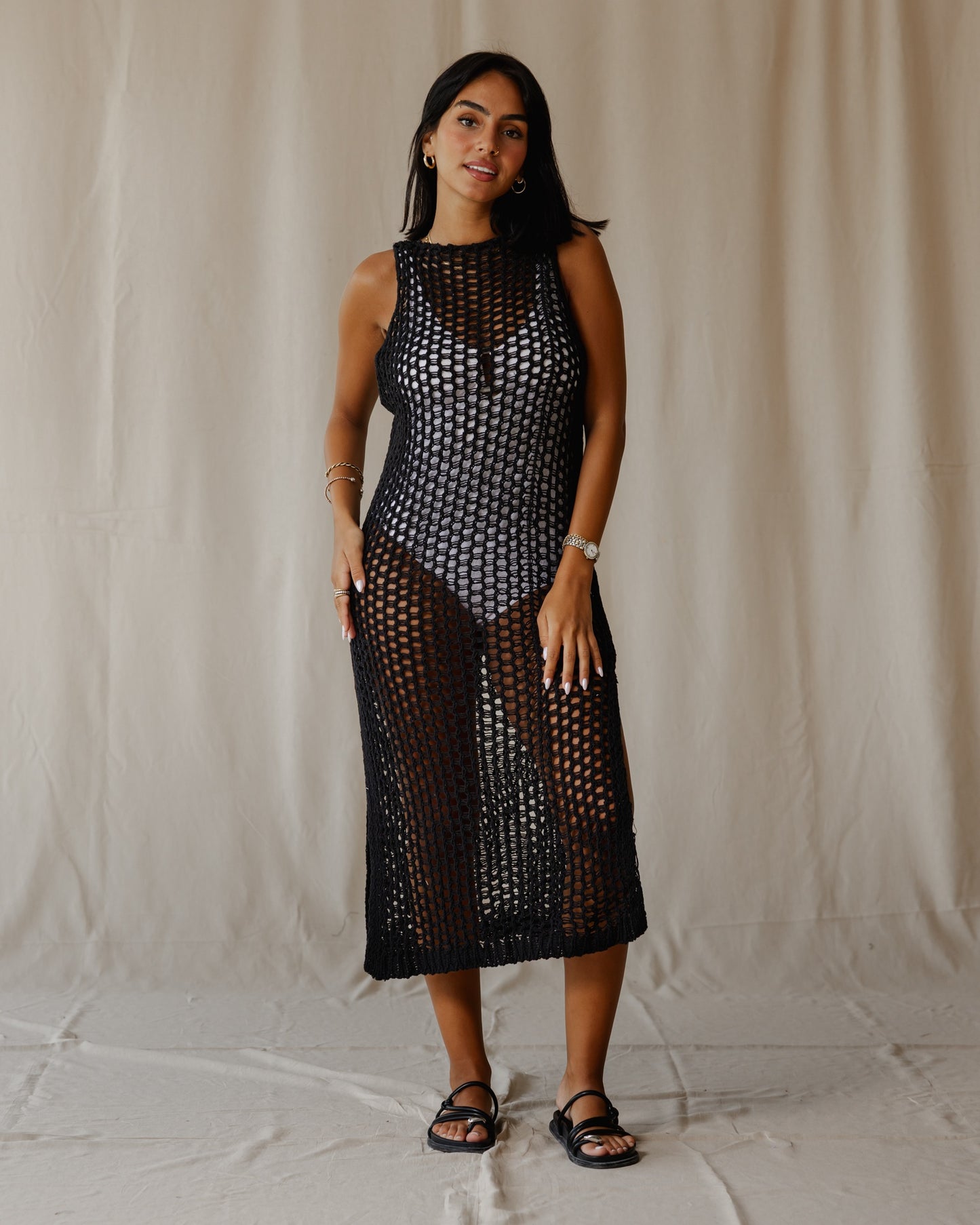 Black Handmade Knit Dress