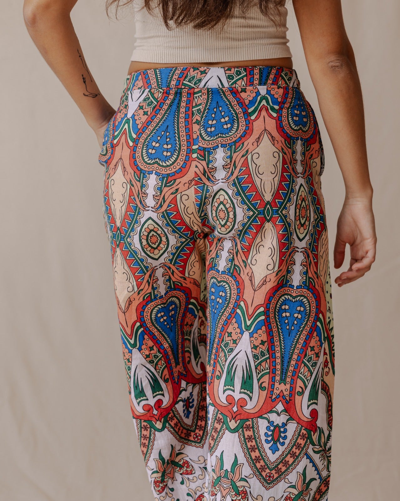 Bohemian Paisley Linen Pants