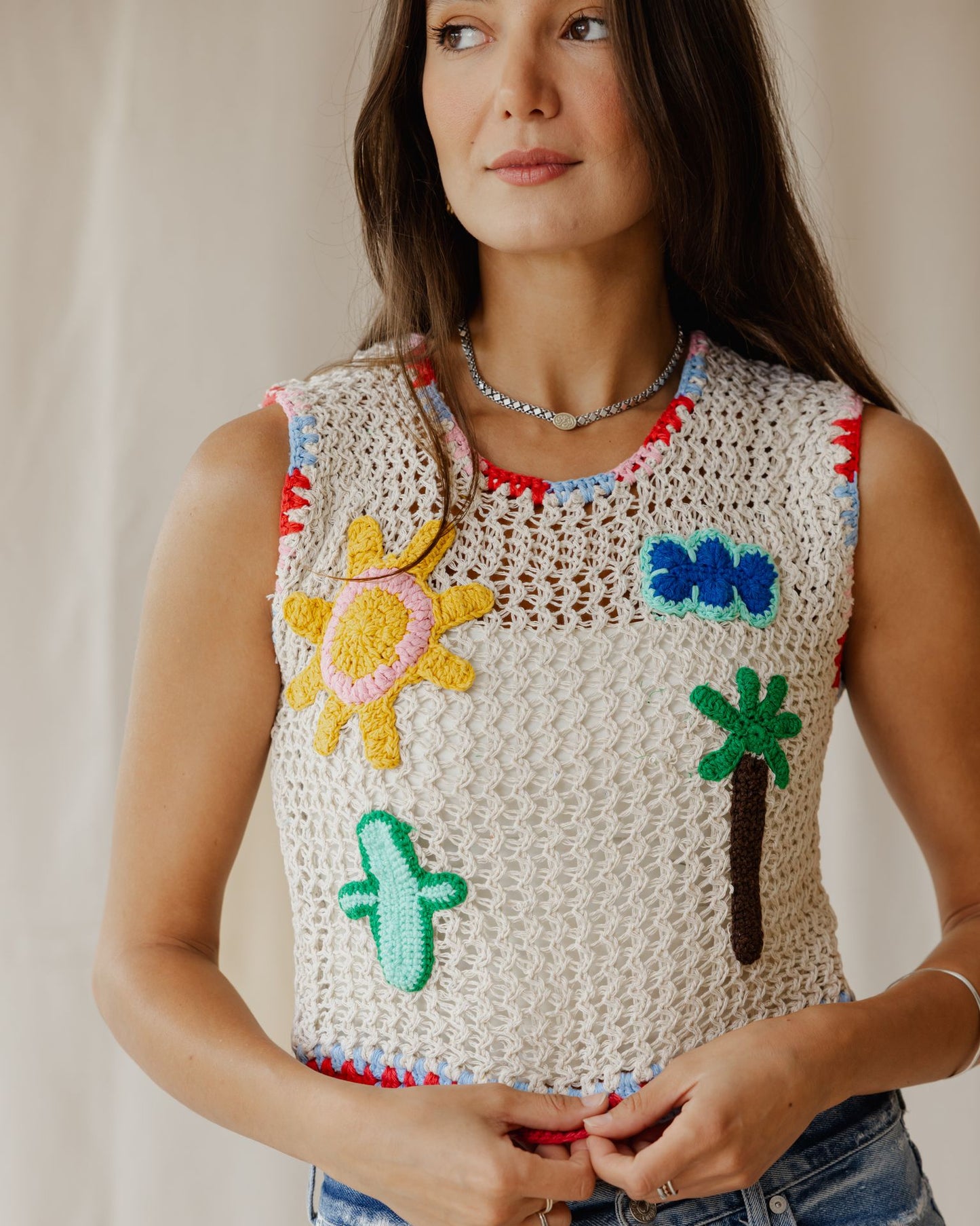Palm Play Crochet Top