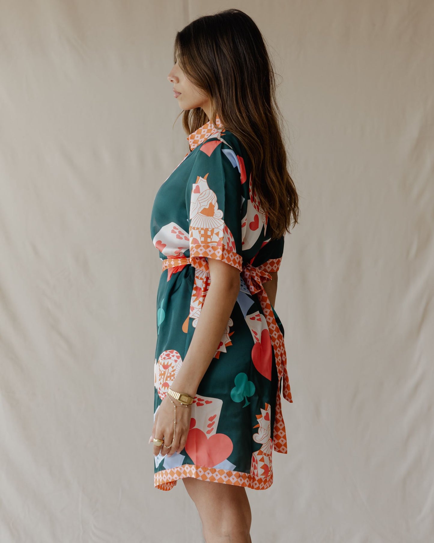 Hearts On Deck Satin Shirt Dress