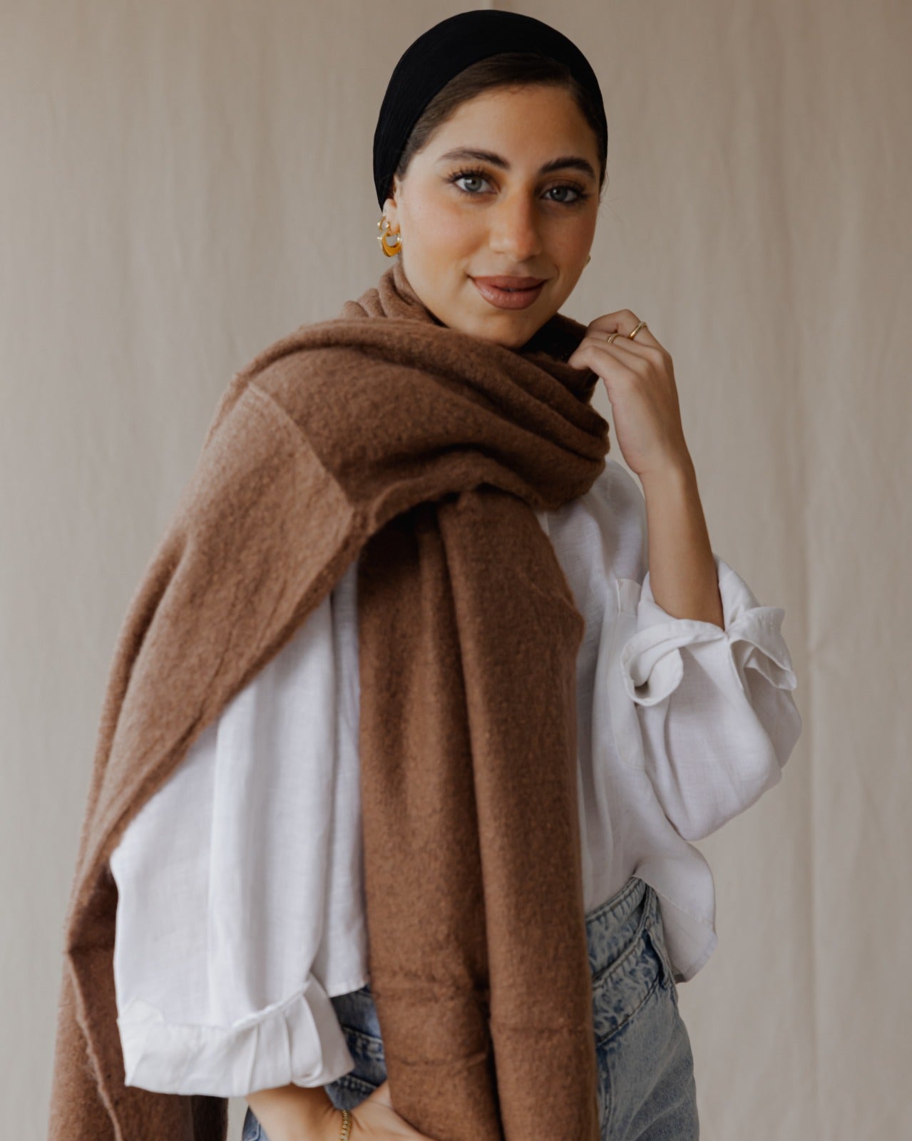 Plain Winter Scarf Brown