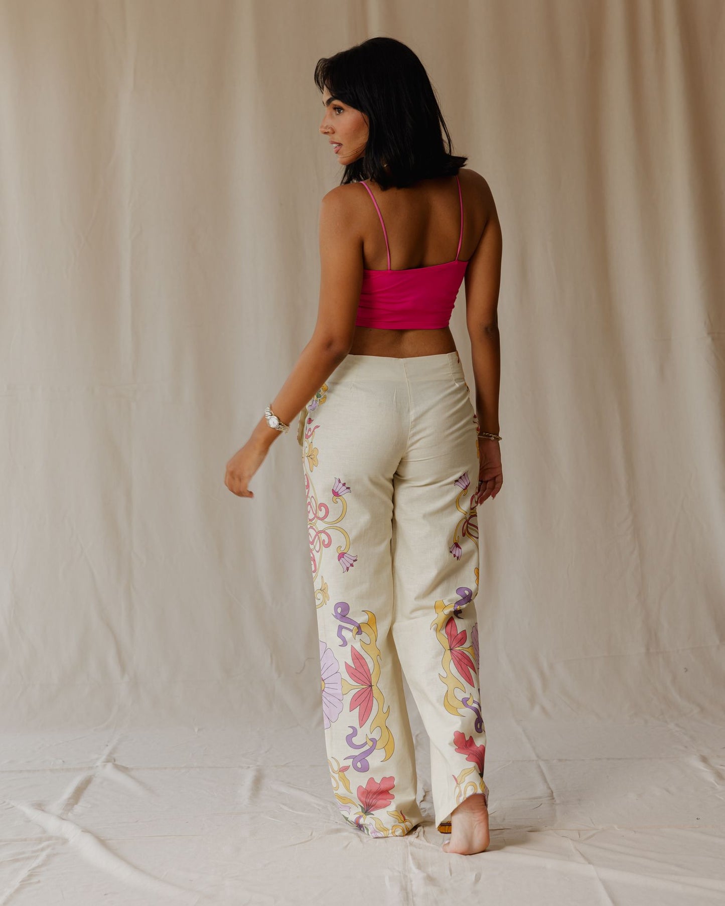 Sunlit Petal Muse Linen Pants