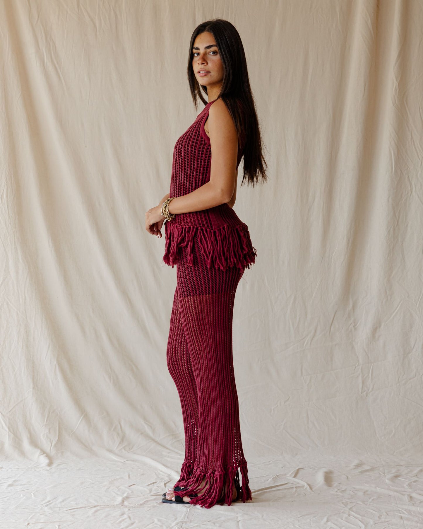 Isla Burgundy Knit Pants