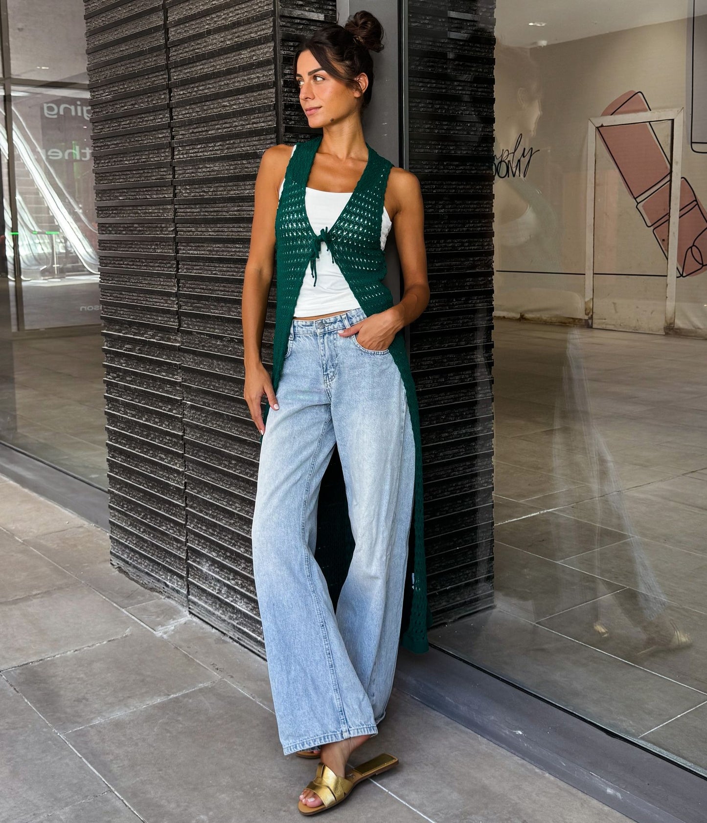Sunset Trico Green Cardigan