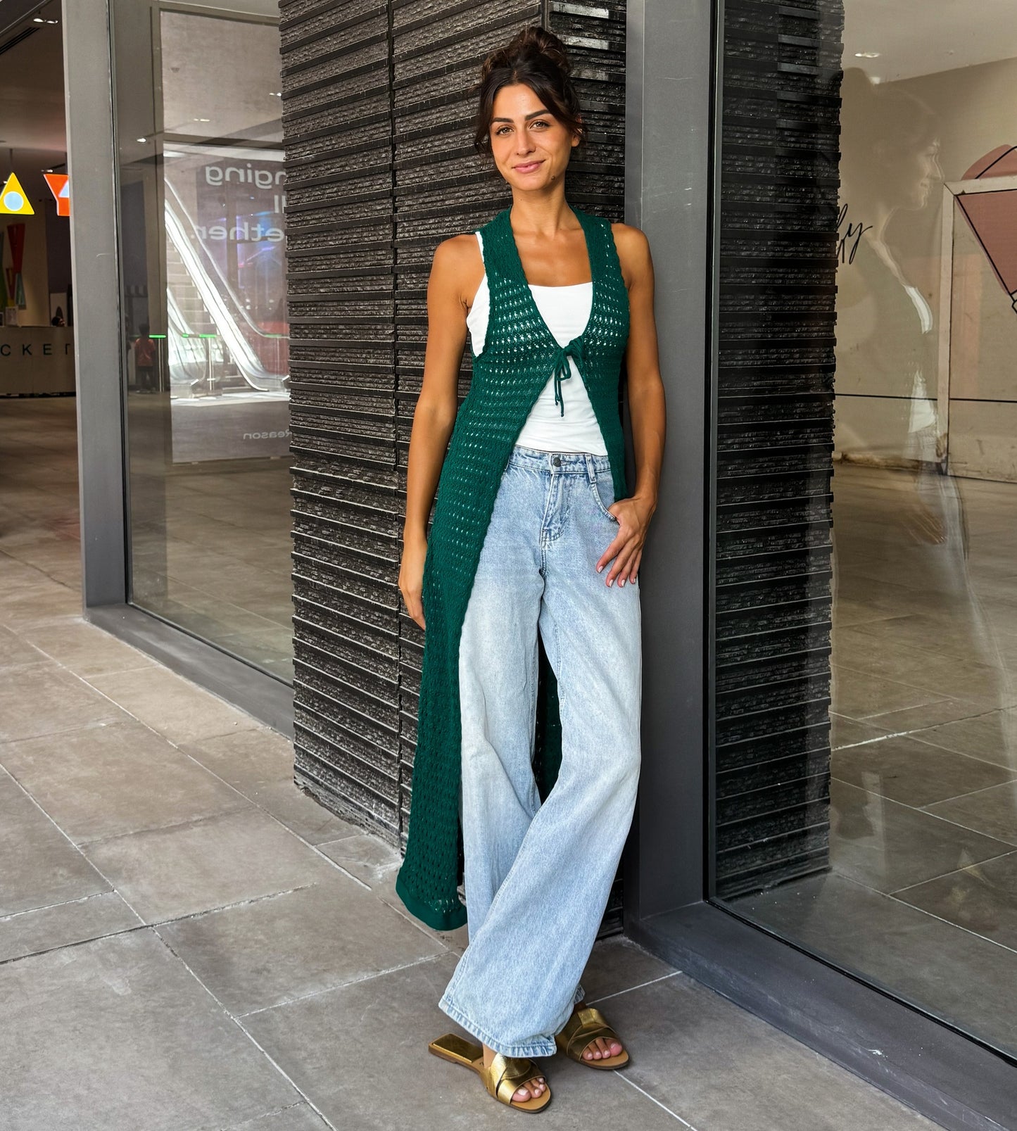 Sunset Trico Green Cardigan