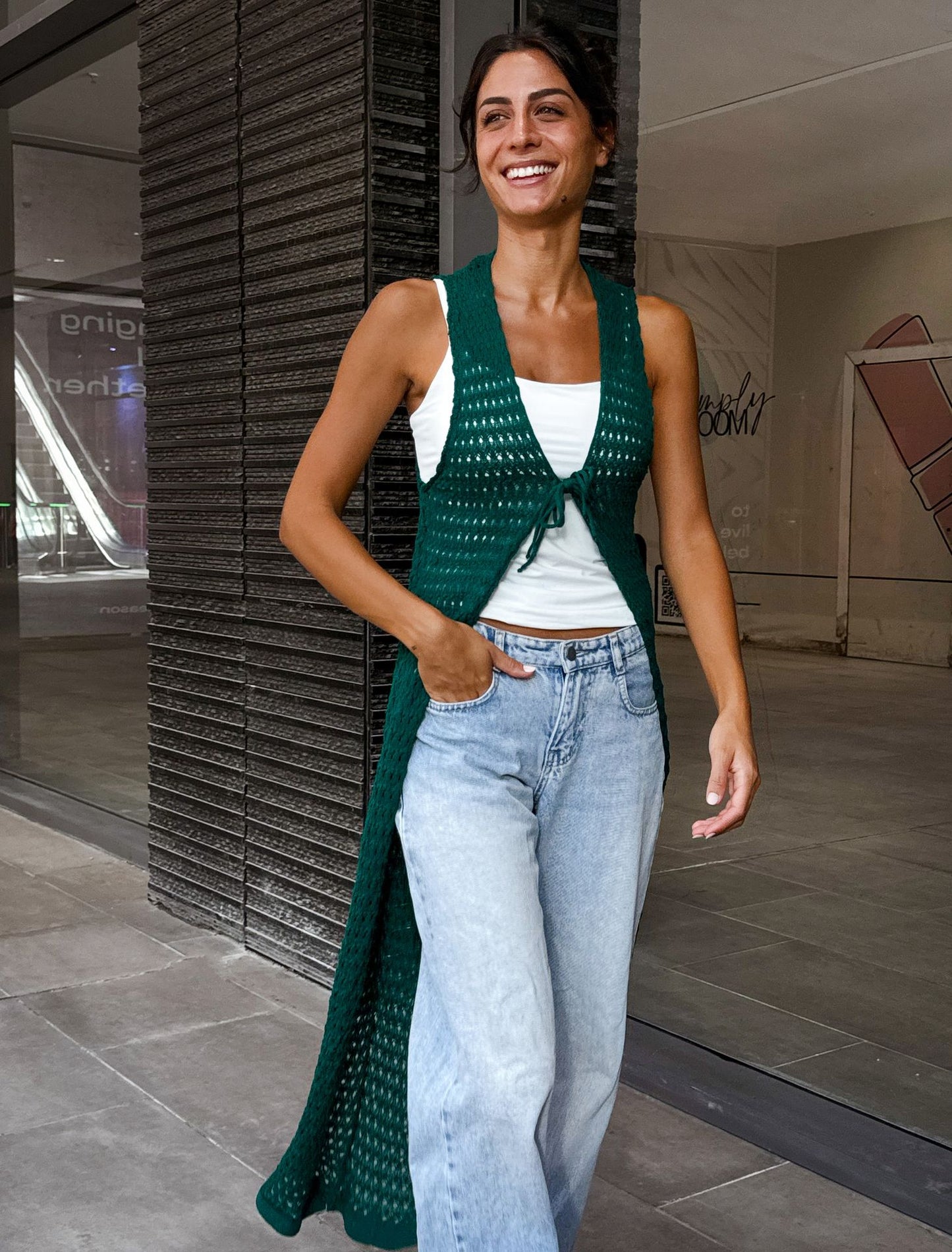 Sunset Trico Green Cardigan