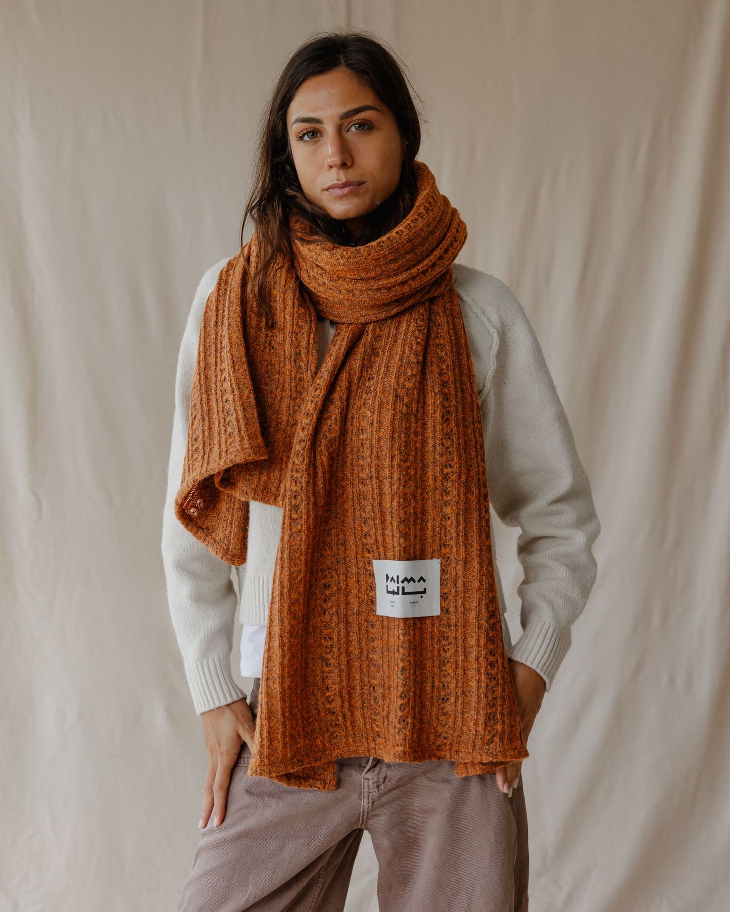The Textured Burnt Orange Scarf