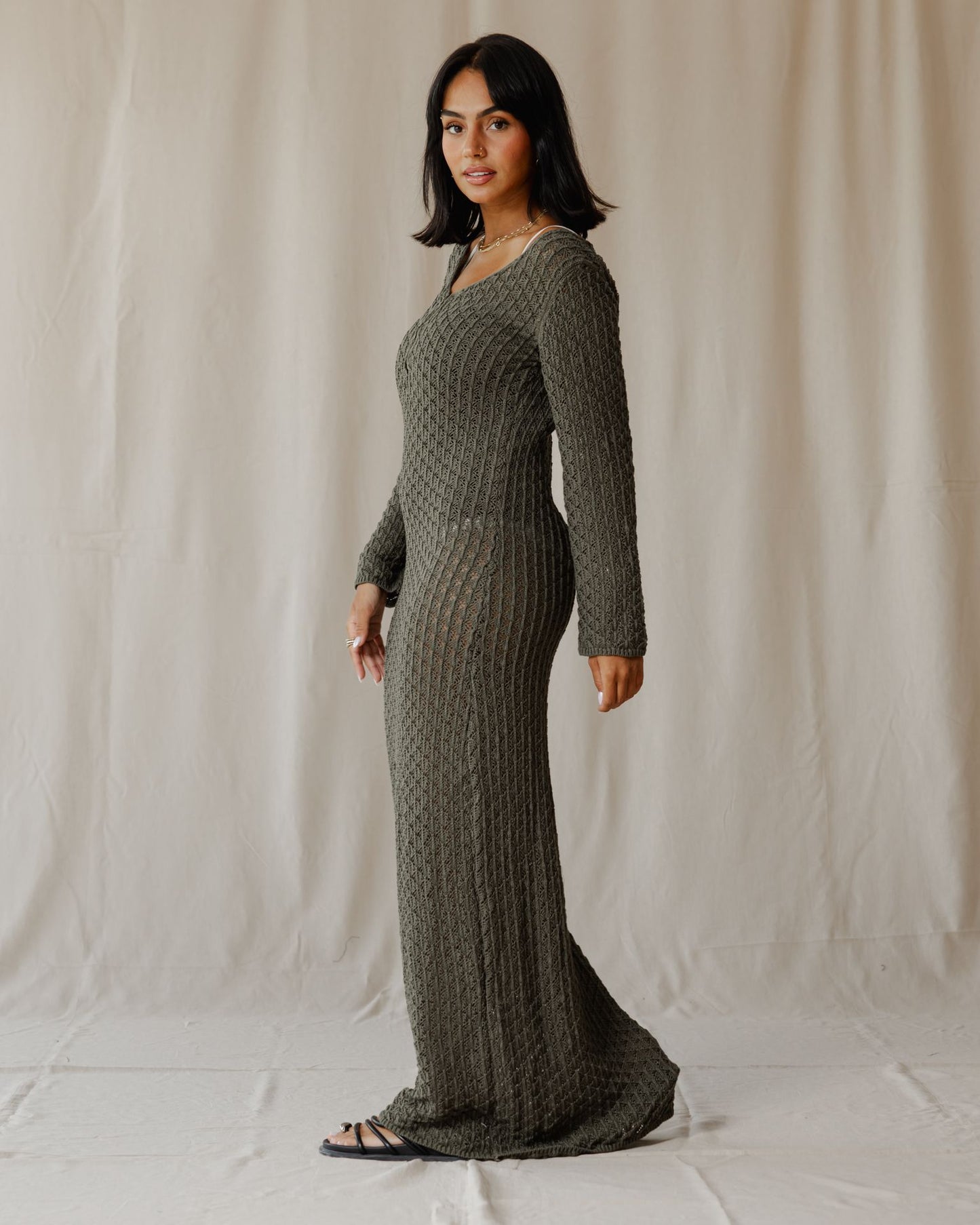 Veloura Olive Knit Dress
