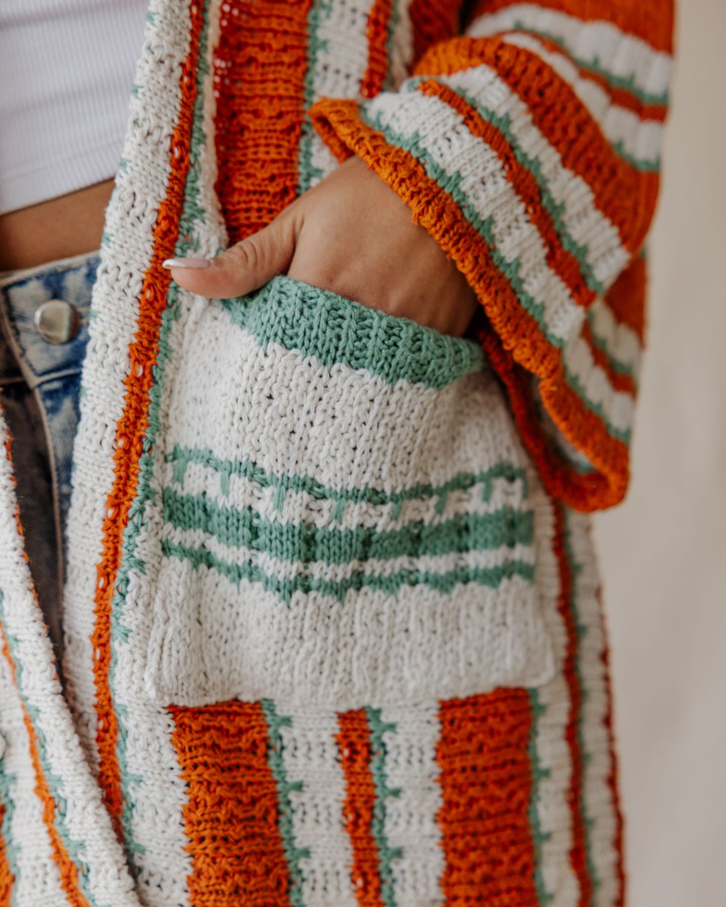Terracotta Mint Pop Cardigan