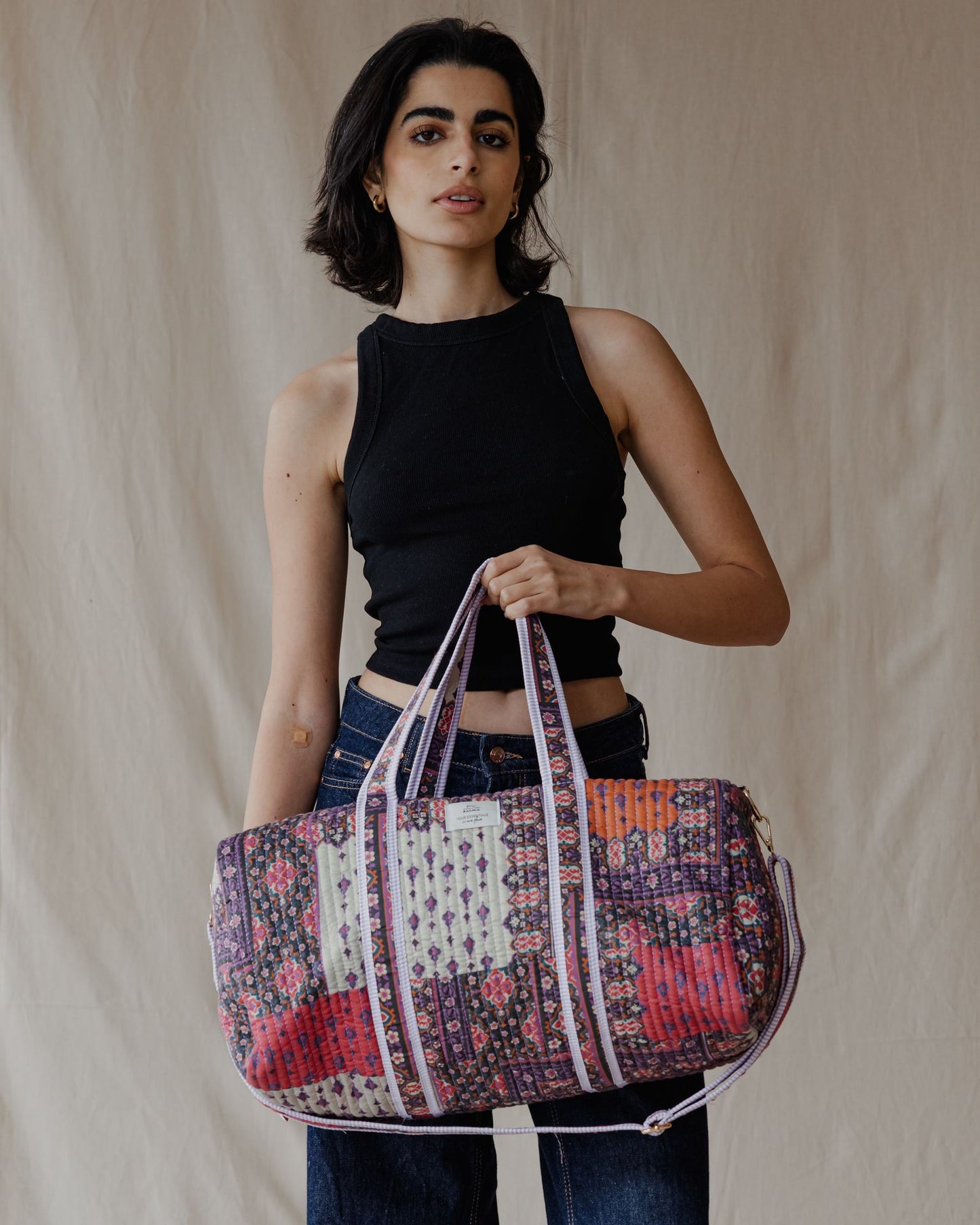 Oriental Patchwork Duffle Bag Purple