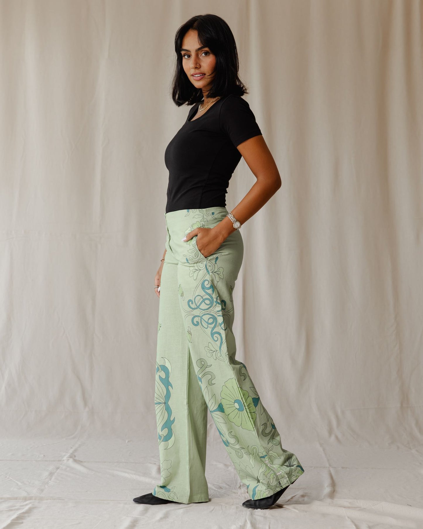 Sage Petal Muse Linen Pants