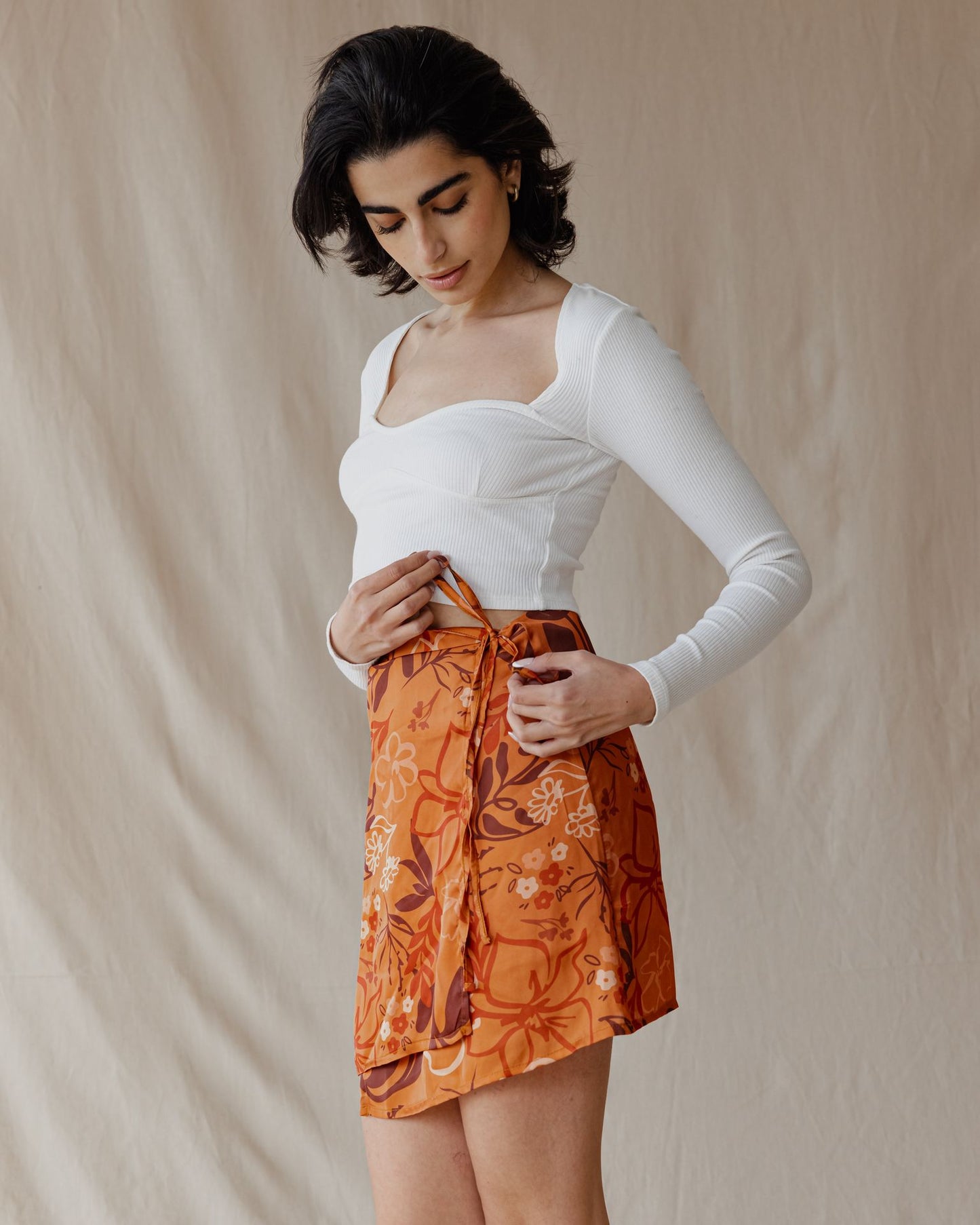 Sunset Serenade Wrap Mini Skirt