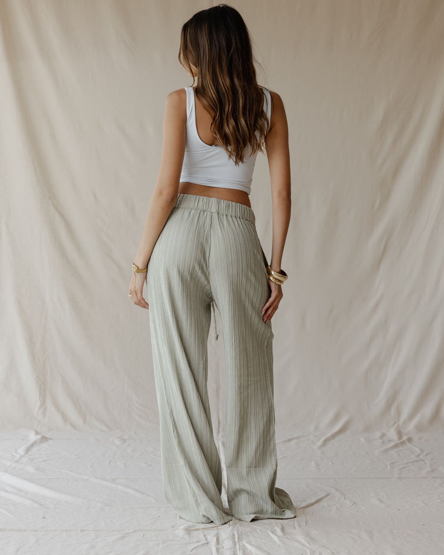 Soft Flow Cotton Pants Sage