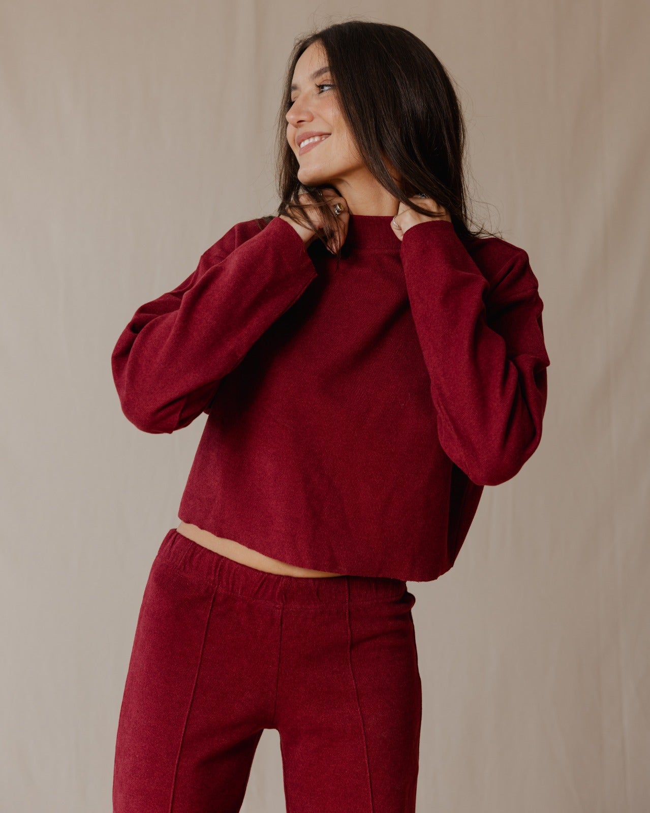 Relaxed Cashmere Set Burgundy