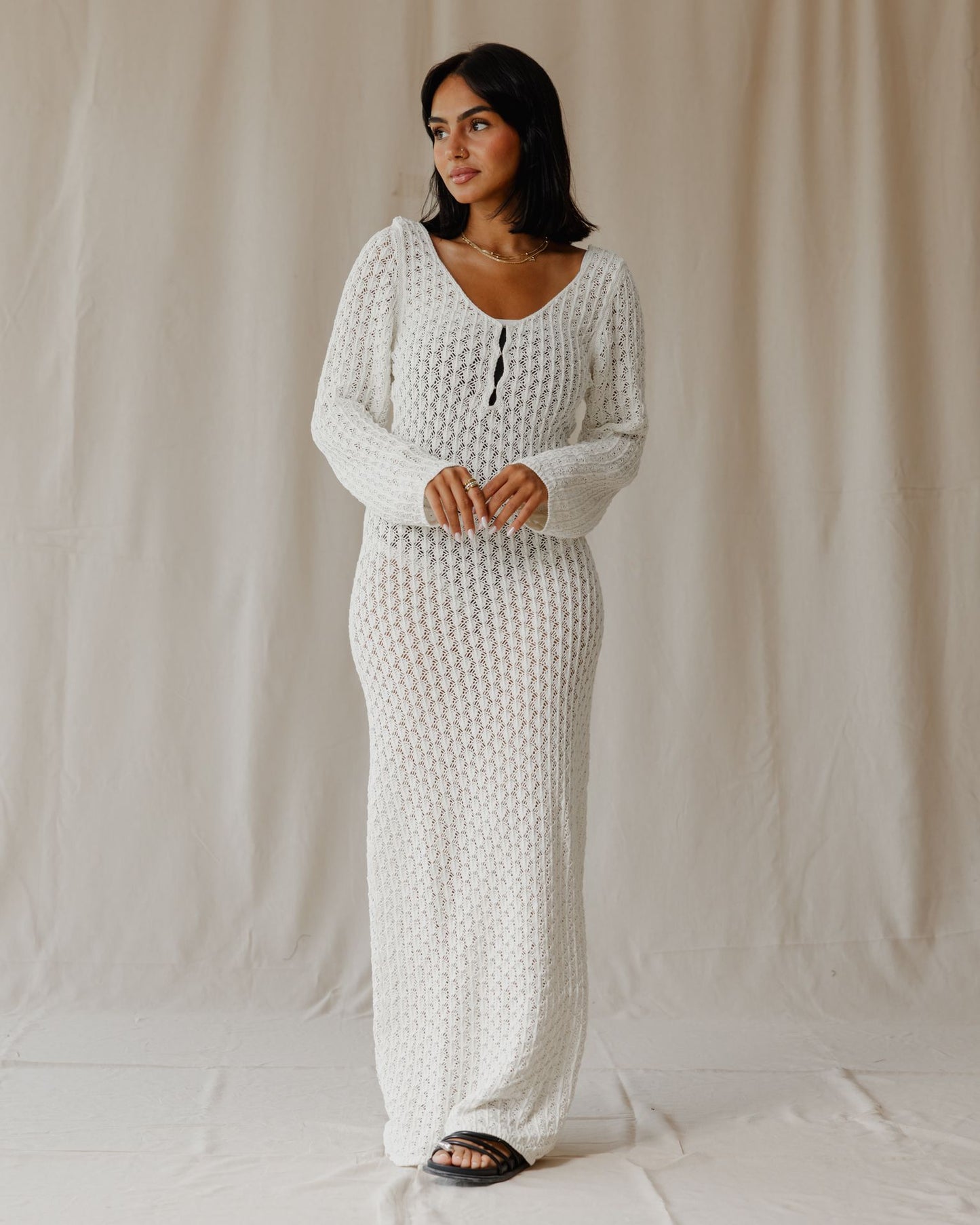 Veloura White Knit Dress
