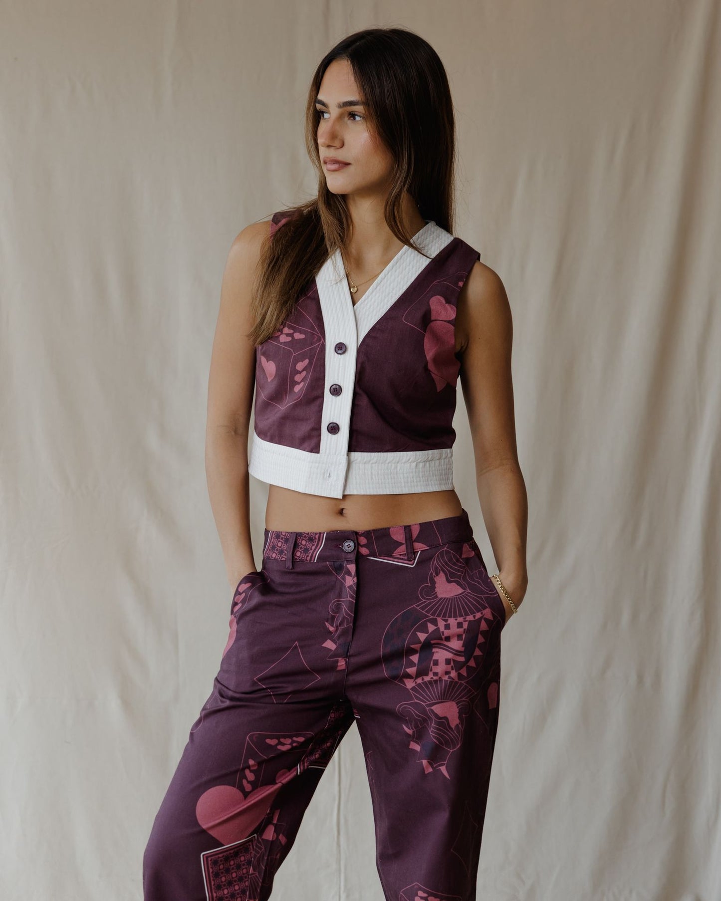 Hearts on Deck Burgundy Set