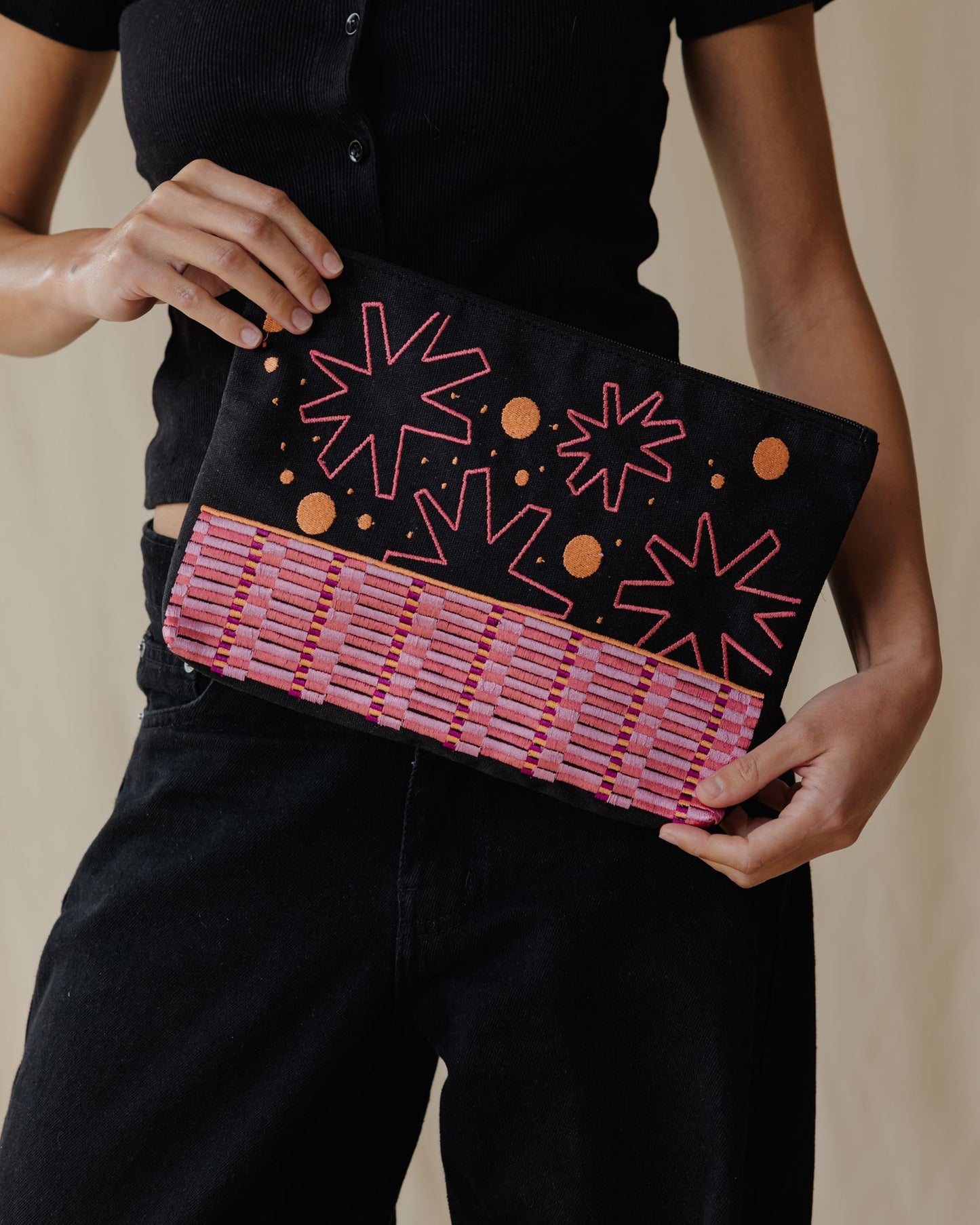 Confetti Party Embroidered Pouch