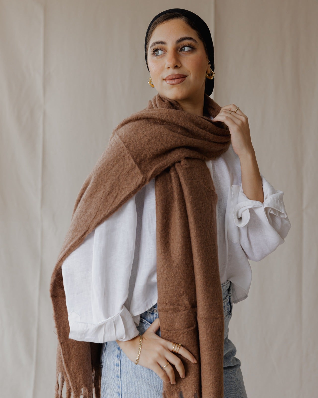Plain Winter Scarf Brown