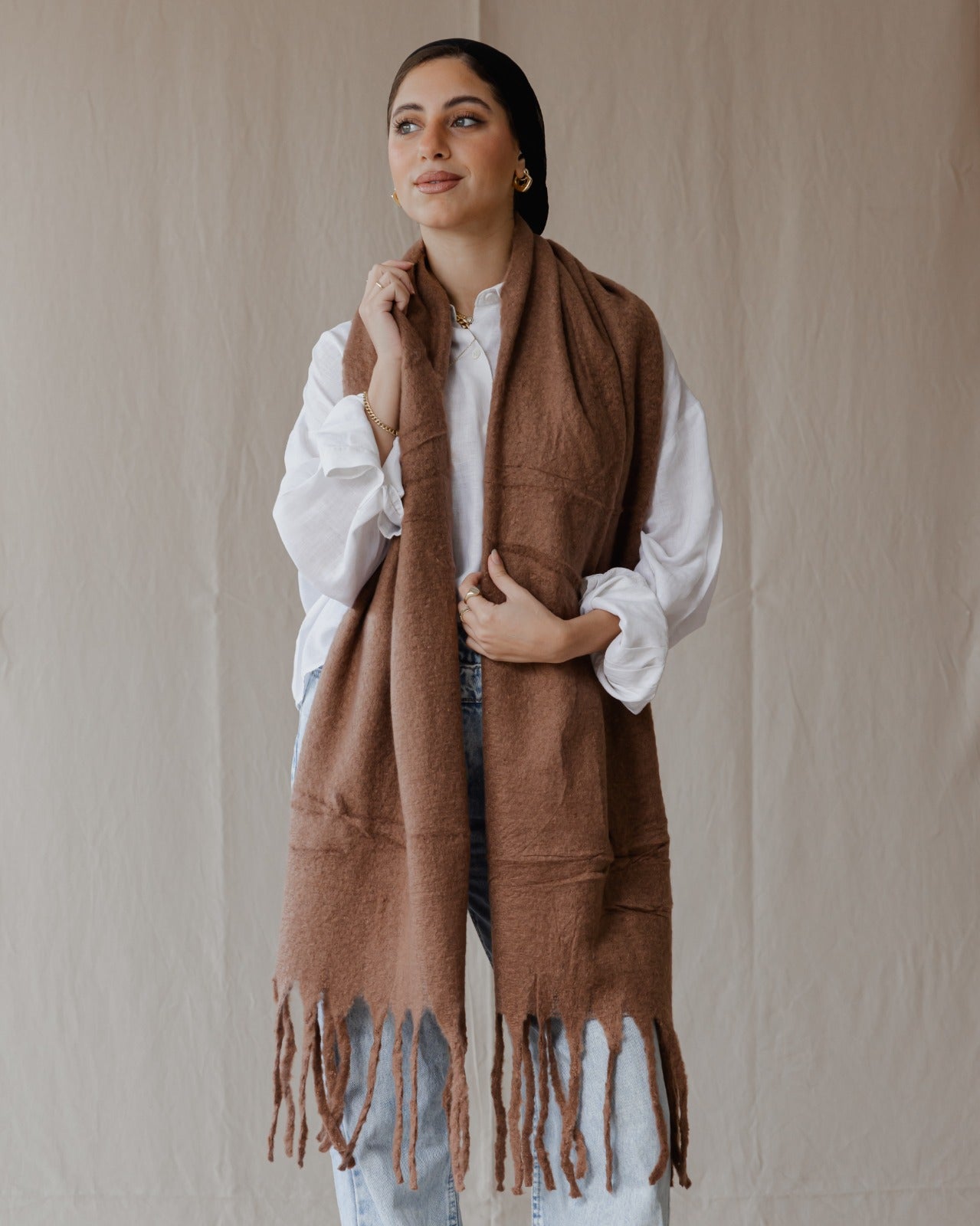Plain Winter Scarf Brown