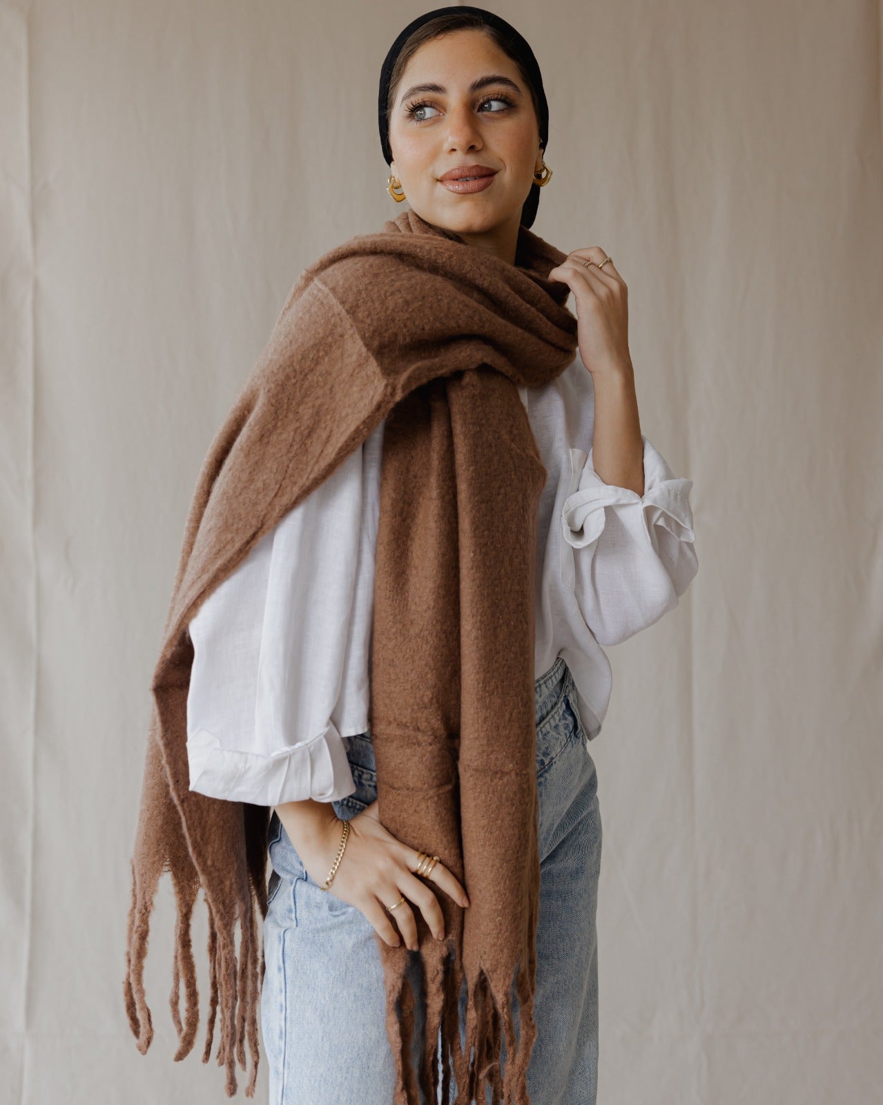 Plain Winter Scarf Brown