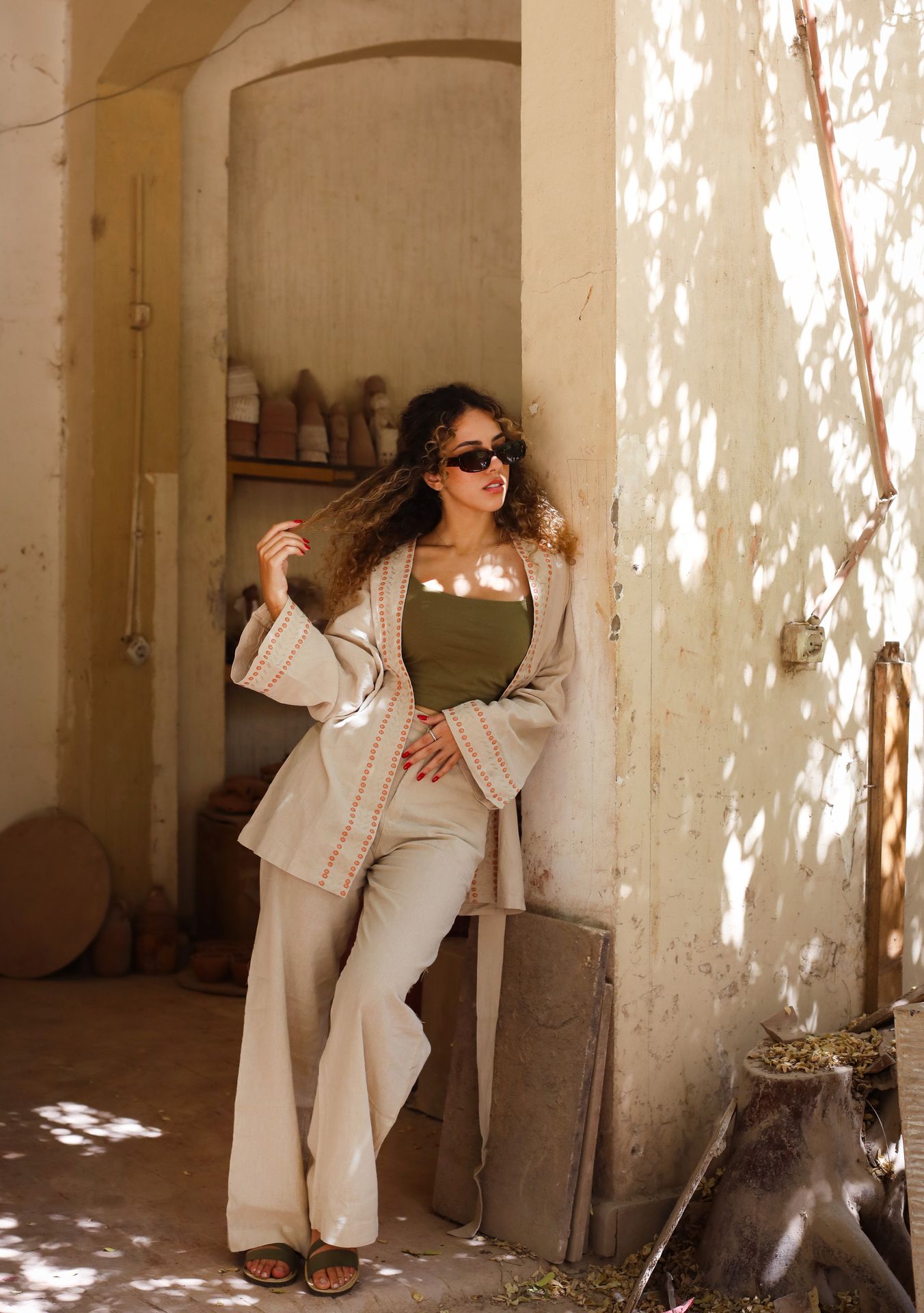 Gaia Linen Kimono Beige