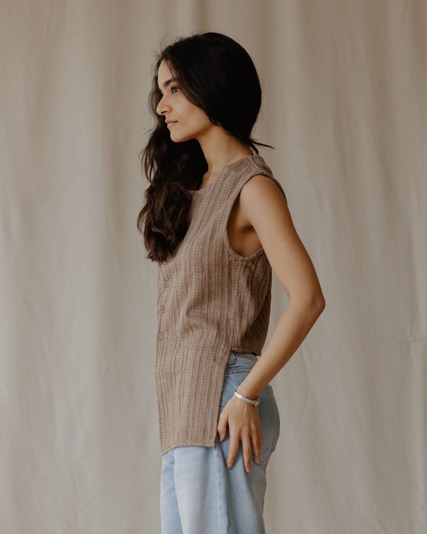 سترة جملية منسوجة غير متماثلة