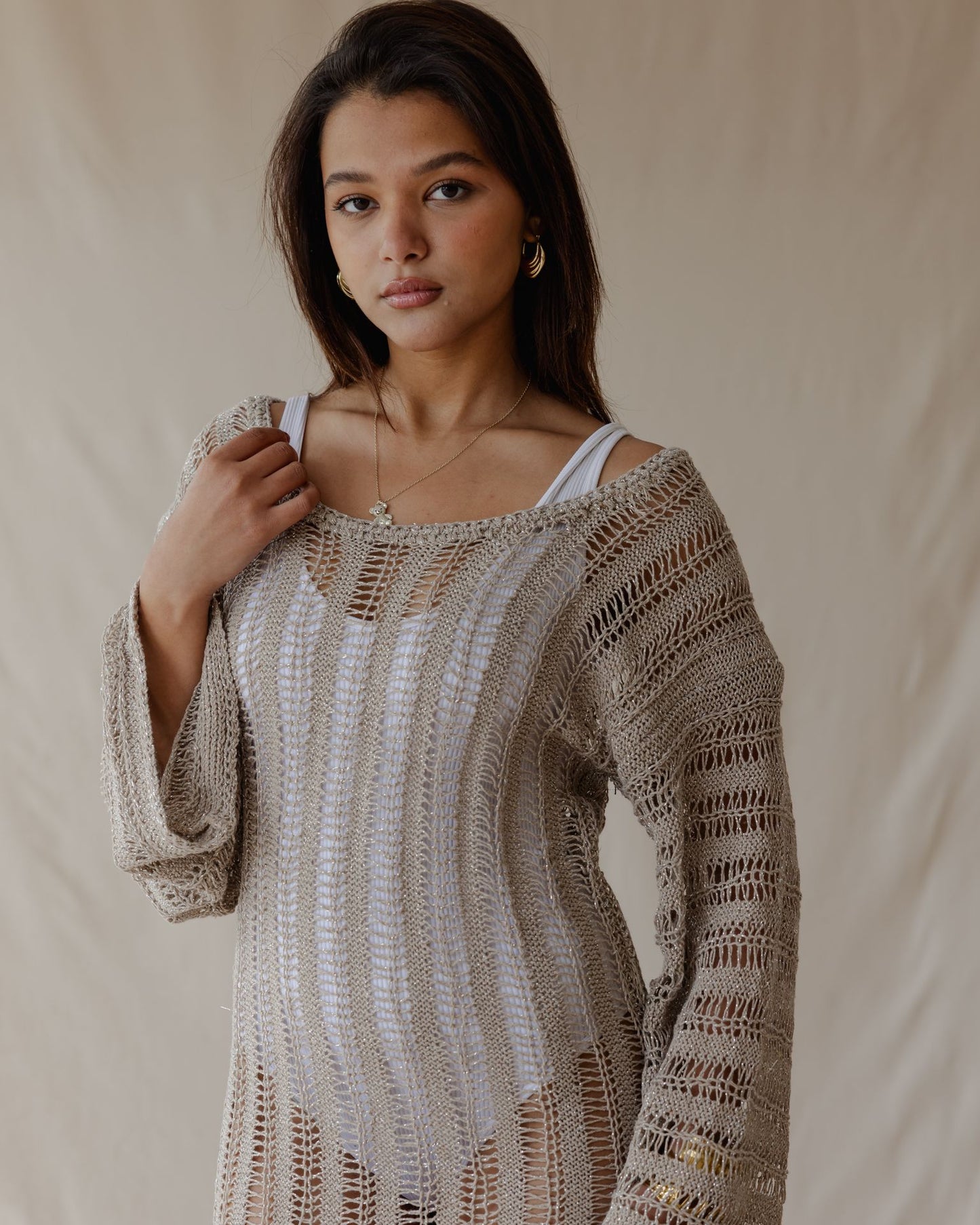 Waves & Weave Cover-Up Mettalic Cafe