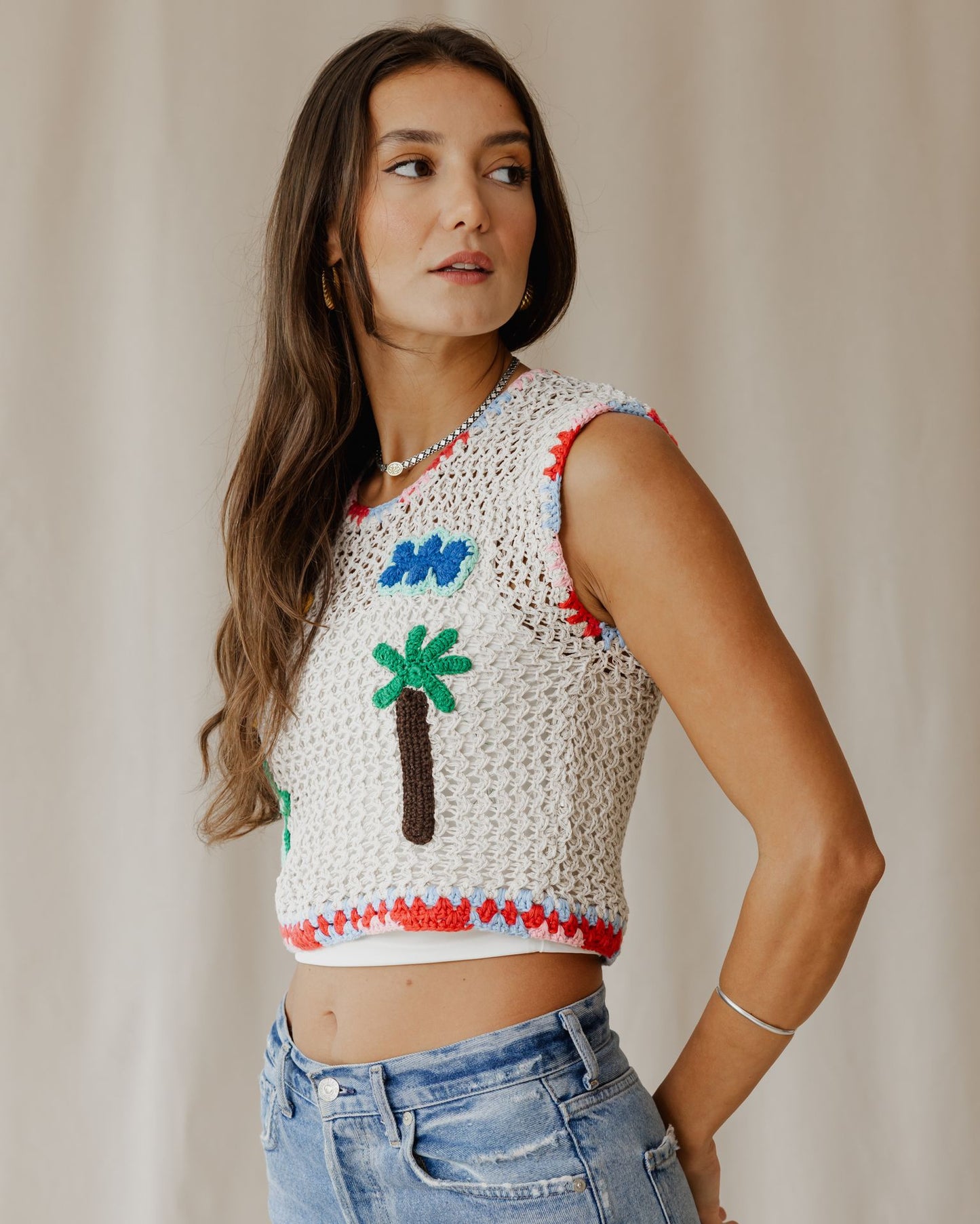Palm Play Crochet Top