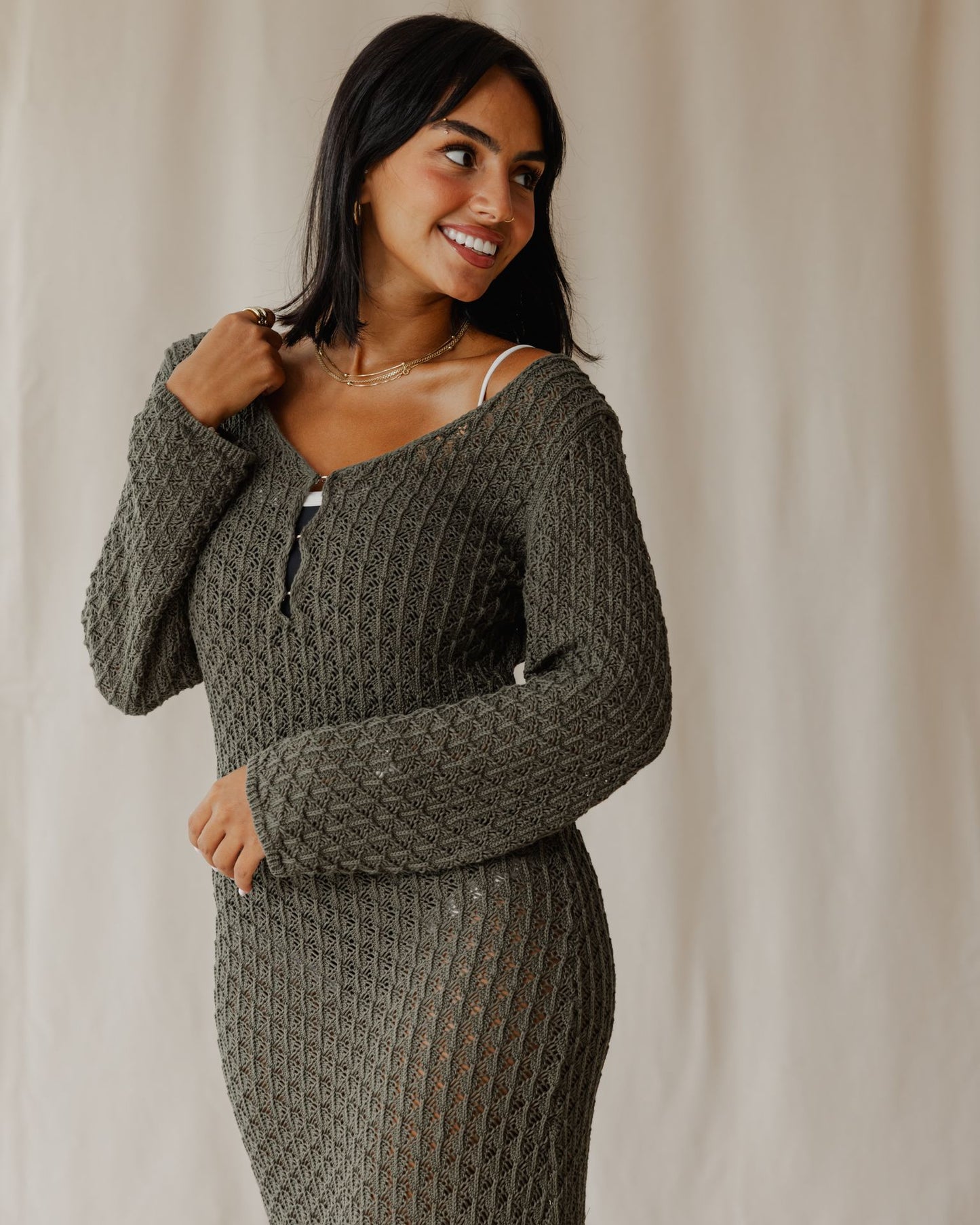 Veloura Olive Knit Dress