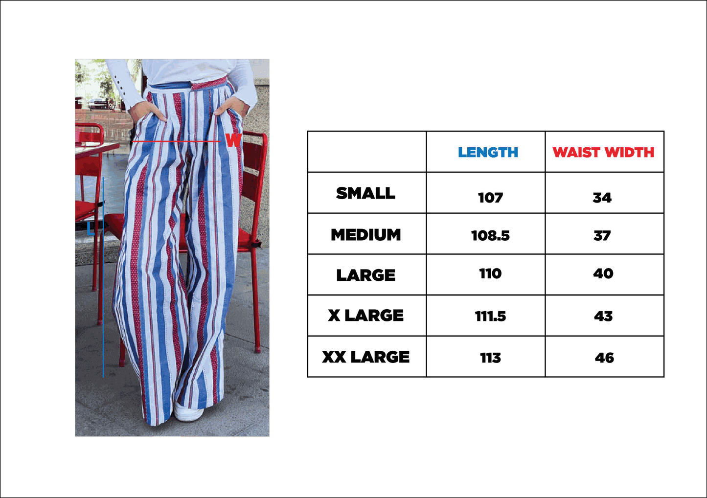 Striped Wide Pants Blue X Burgundy