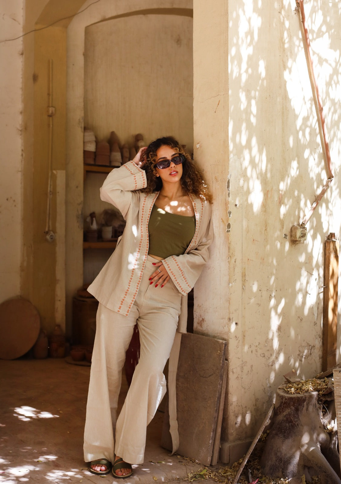 Gaia Linen Kimono Beige