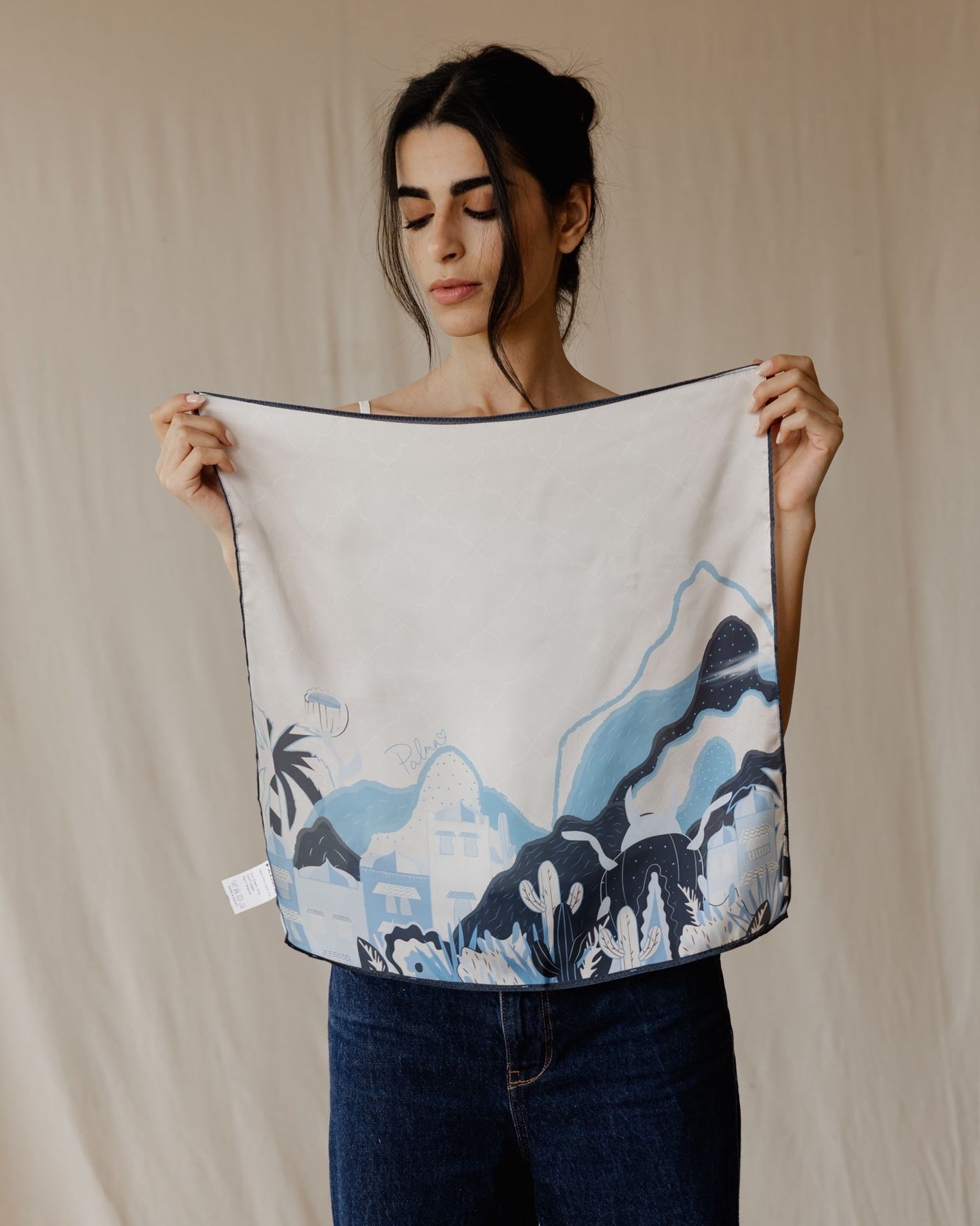 Midnight Oasis Off-White Scarf