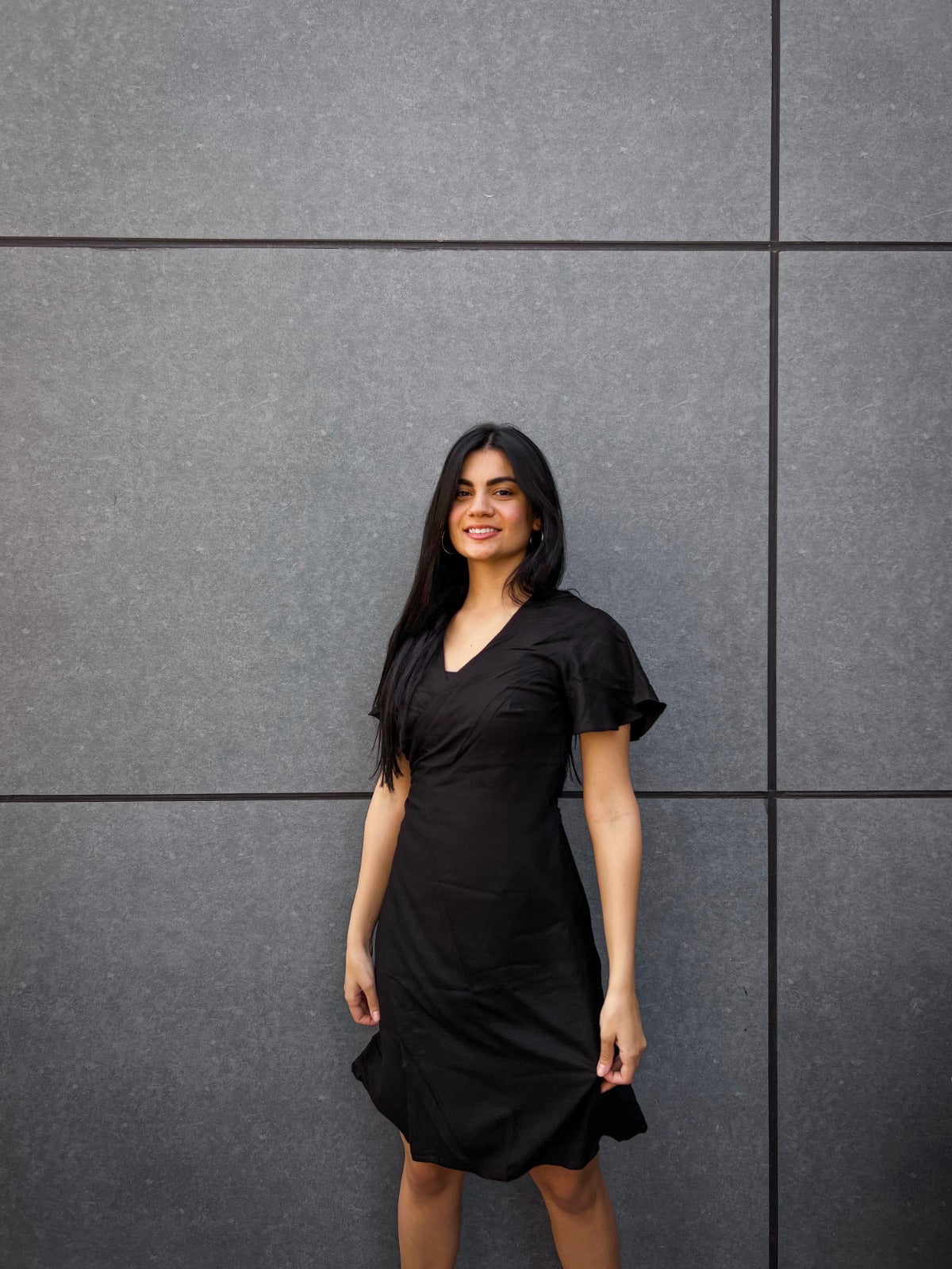 Wrap Around Midi Dress Black