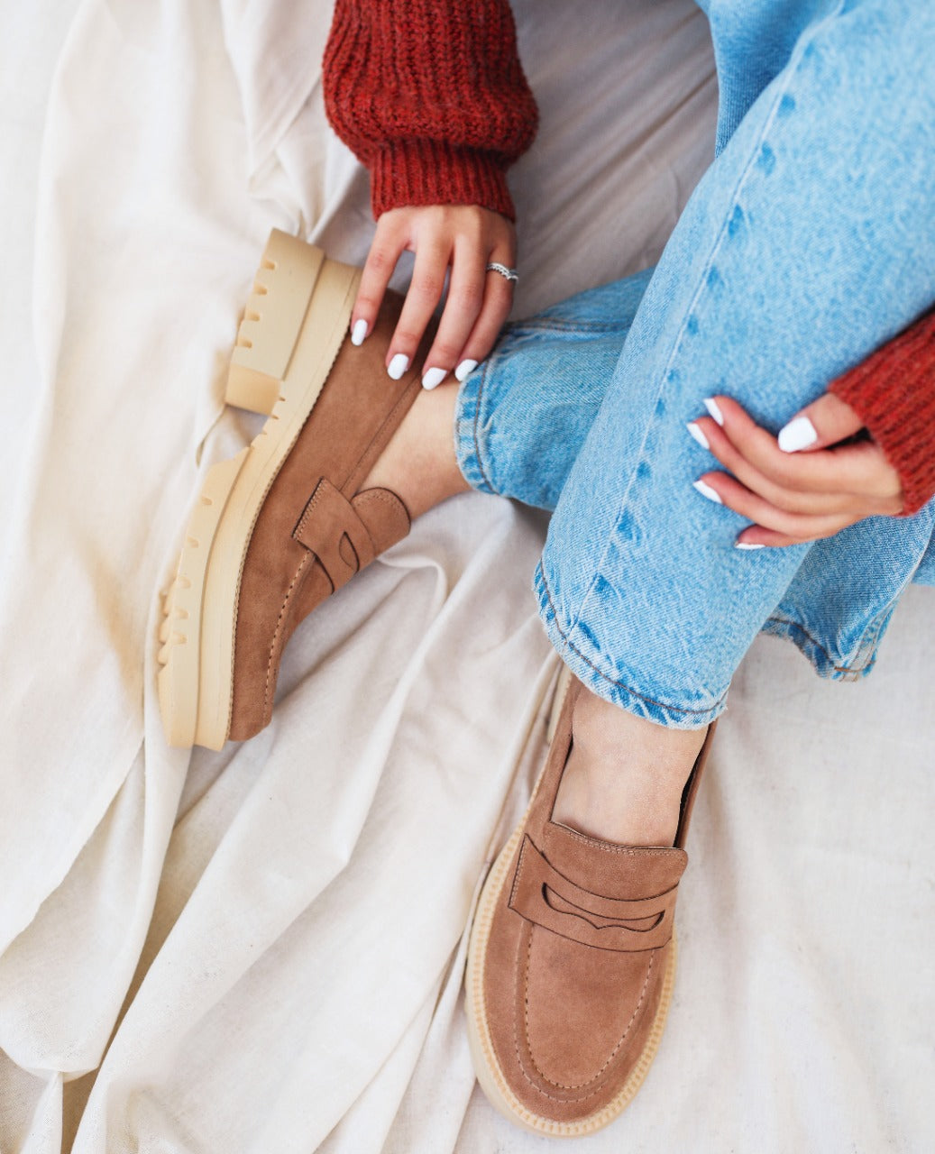 Suede Loafers Beige