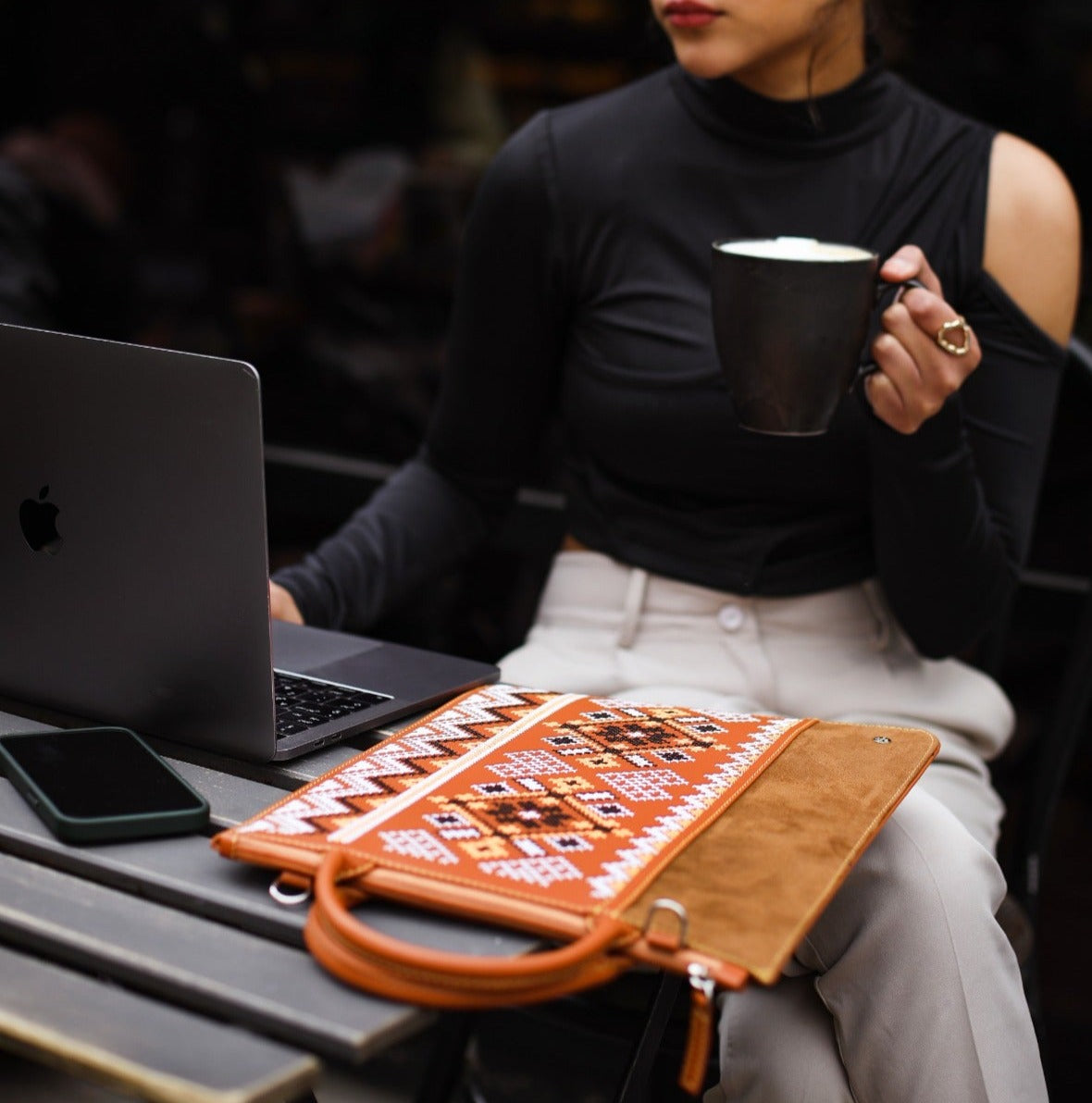 Ethnic Laptop Sleeve In Camel