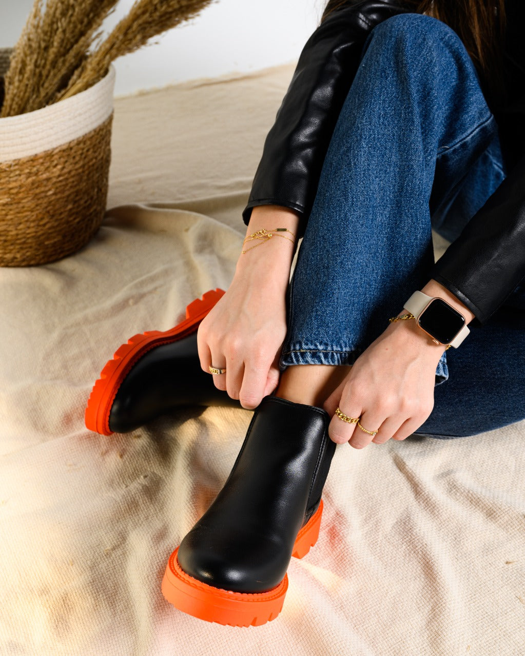 حذاء Cora Color Pop Half Boots باللون البرتقالي