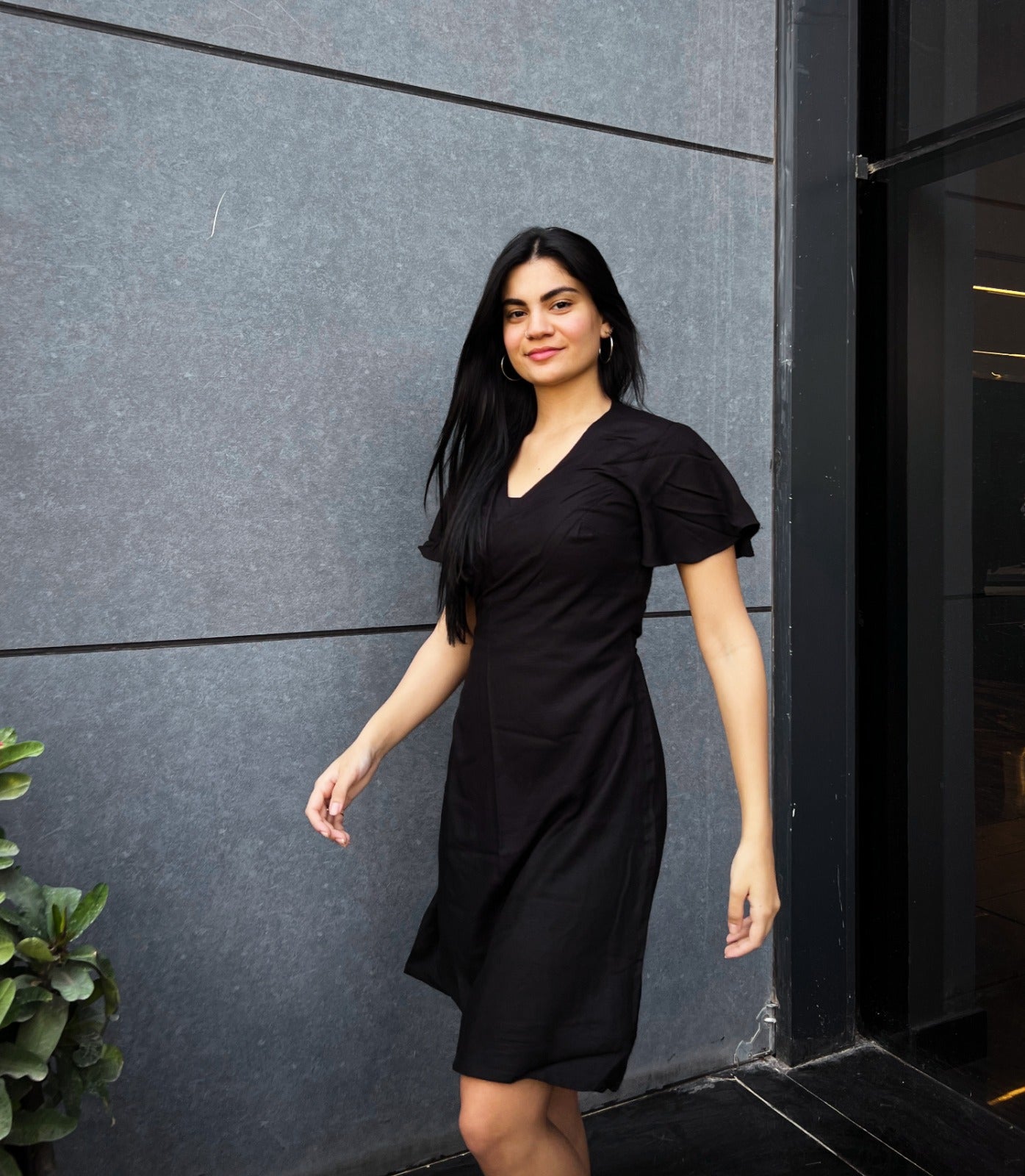 Wrap Around Midi Dress Black