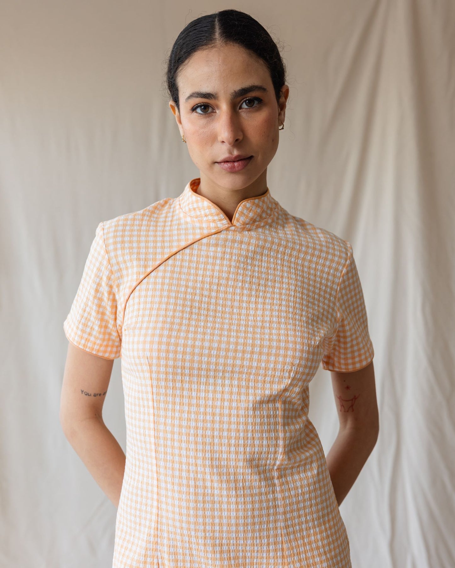 The Kyoto Gingham Orange Dress