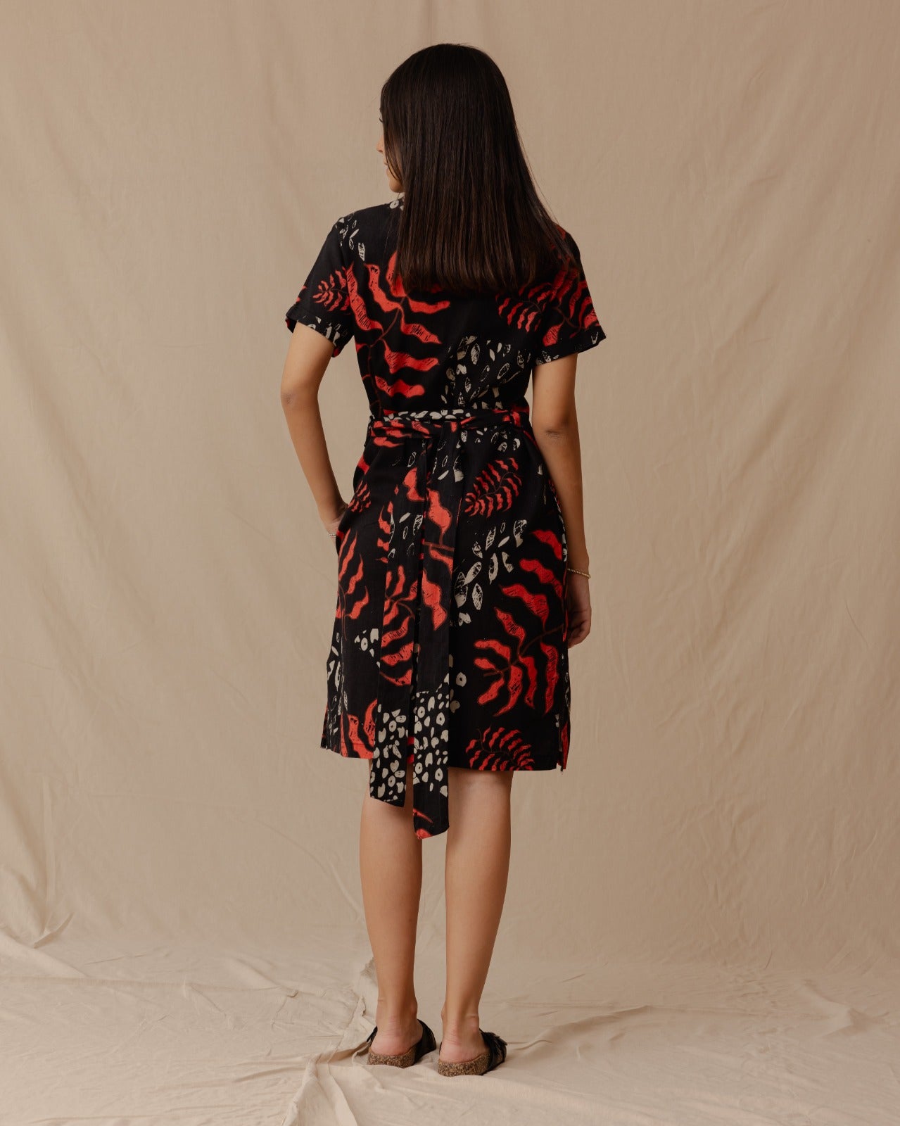 Palm Leaves Linen Dress