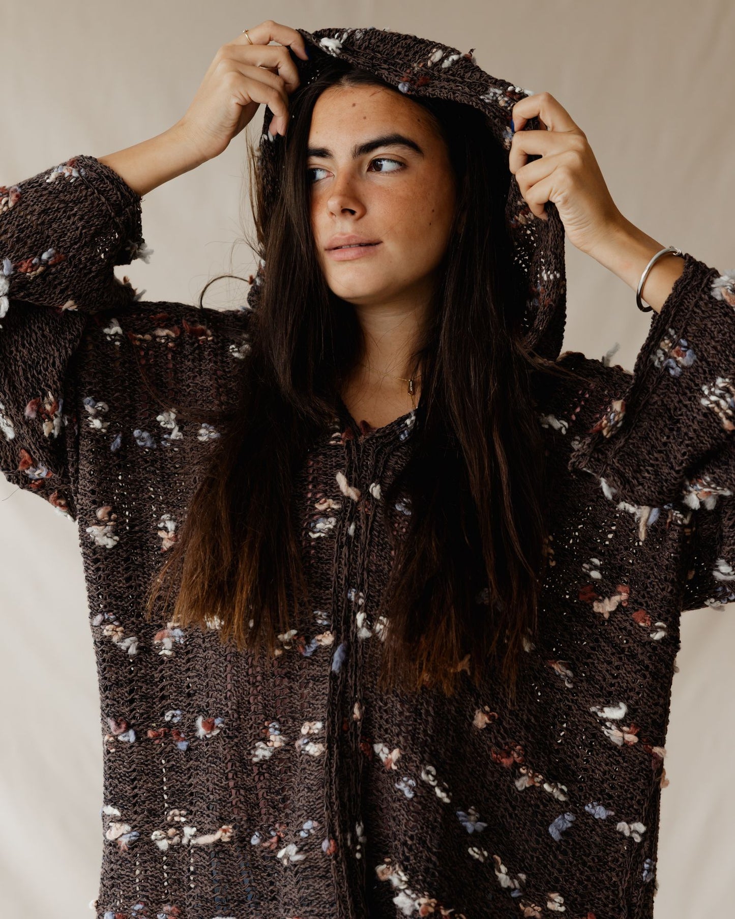 Brown Speckle Tricot Hoodie